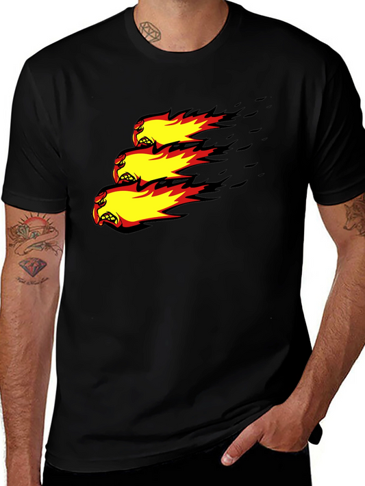 Fiery Angry Ball Graphic Black T-Shirt
