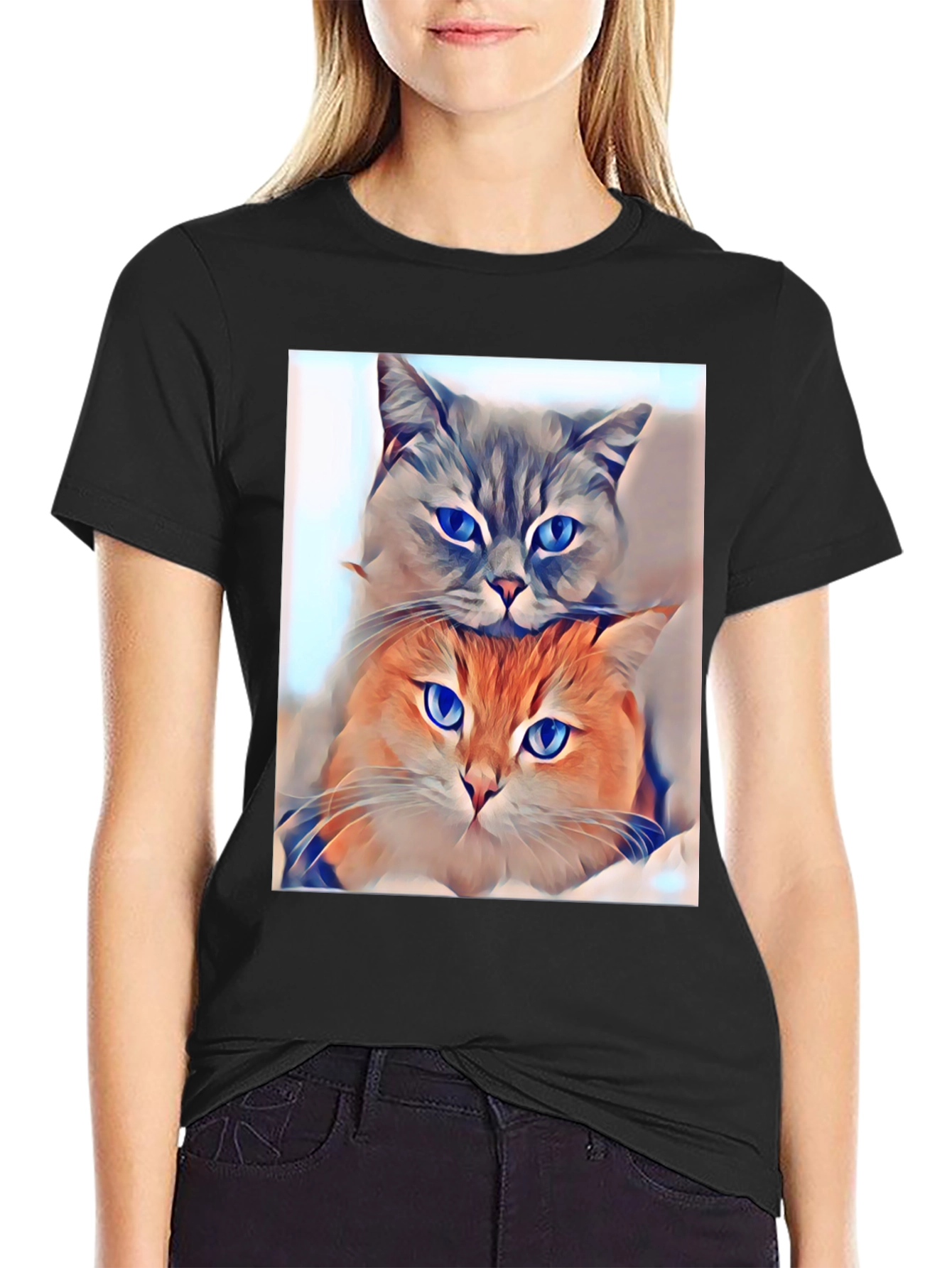 Cats Stacked Art T-Shirt