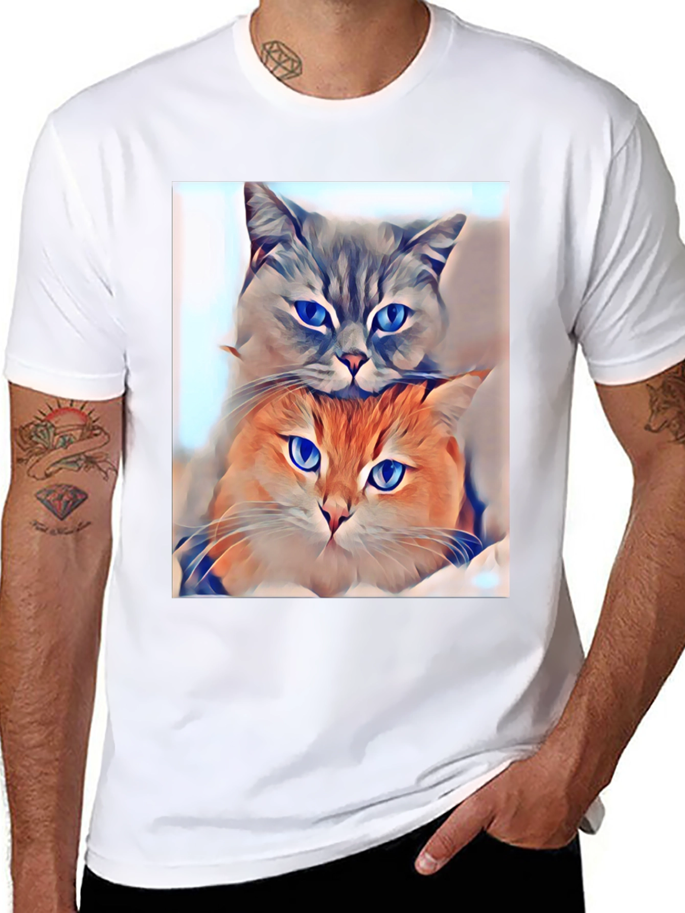 Cats Stacked Art T-Shirt