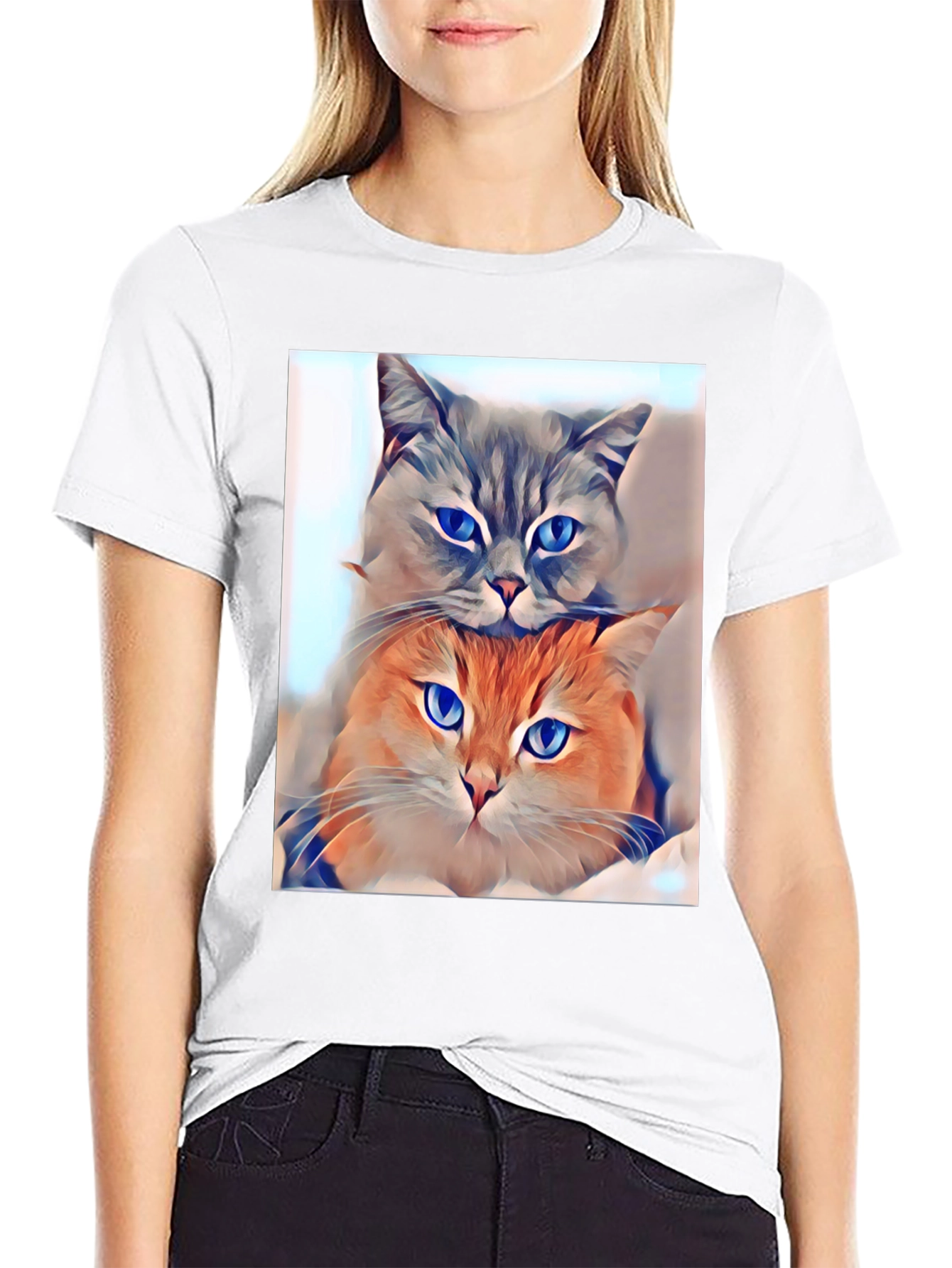 Cats Stacked Art T-Shirt