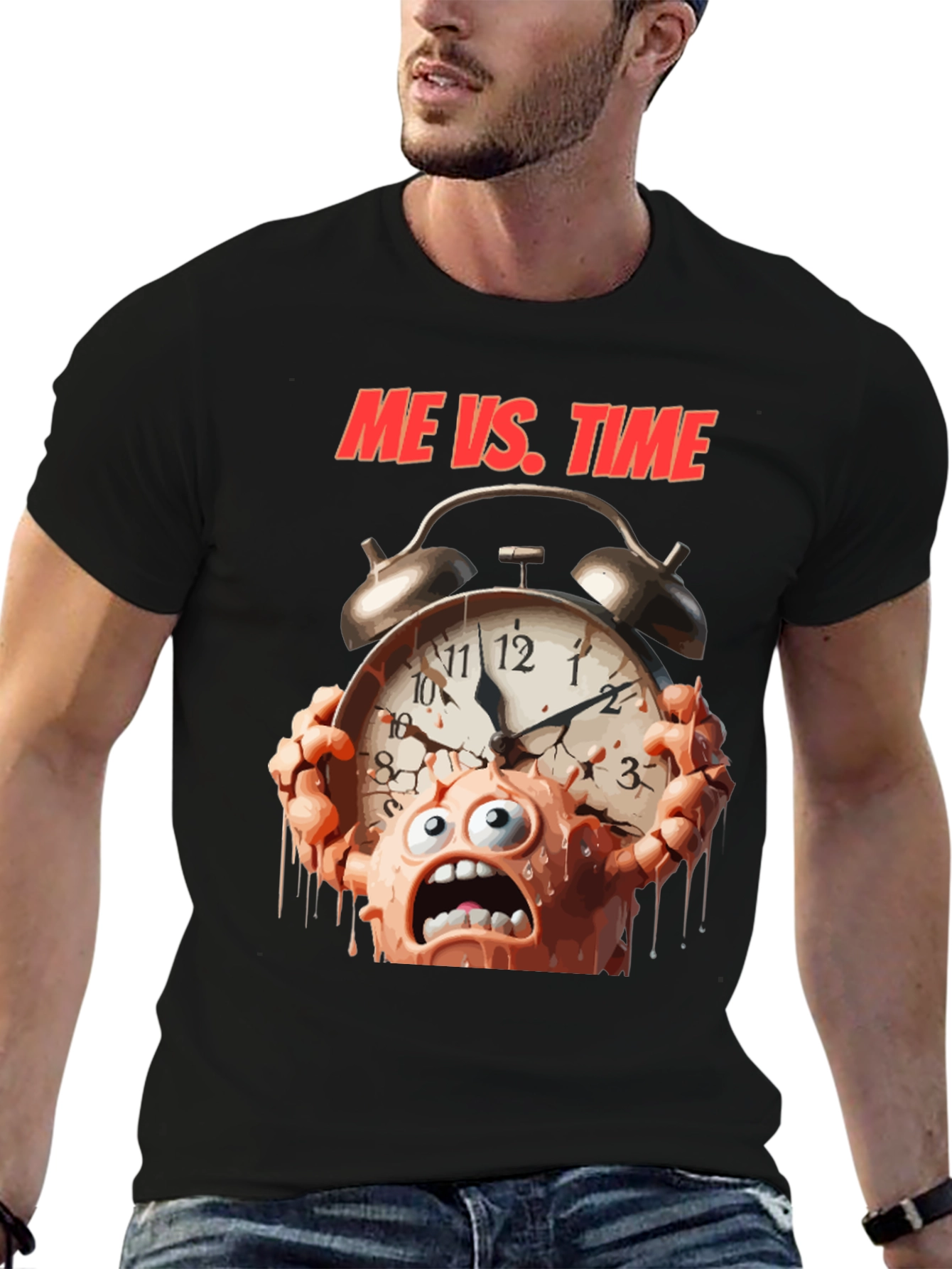 Me Vs. Time Graphic T-Shirt - Black