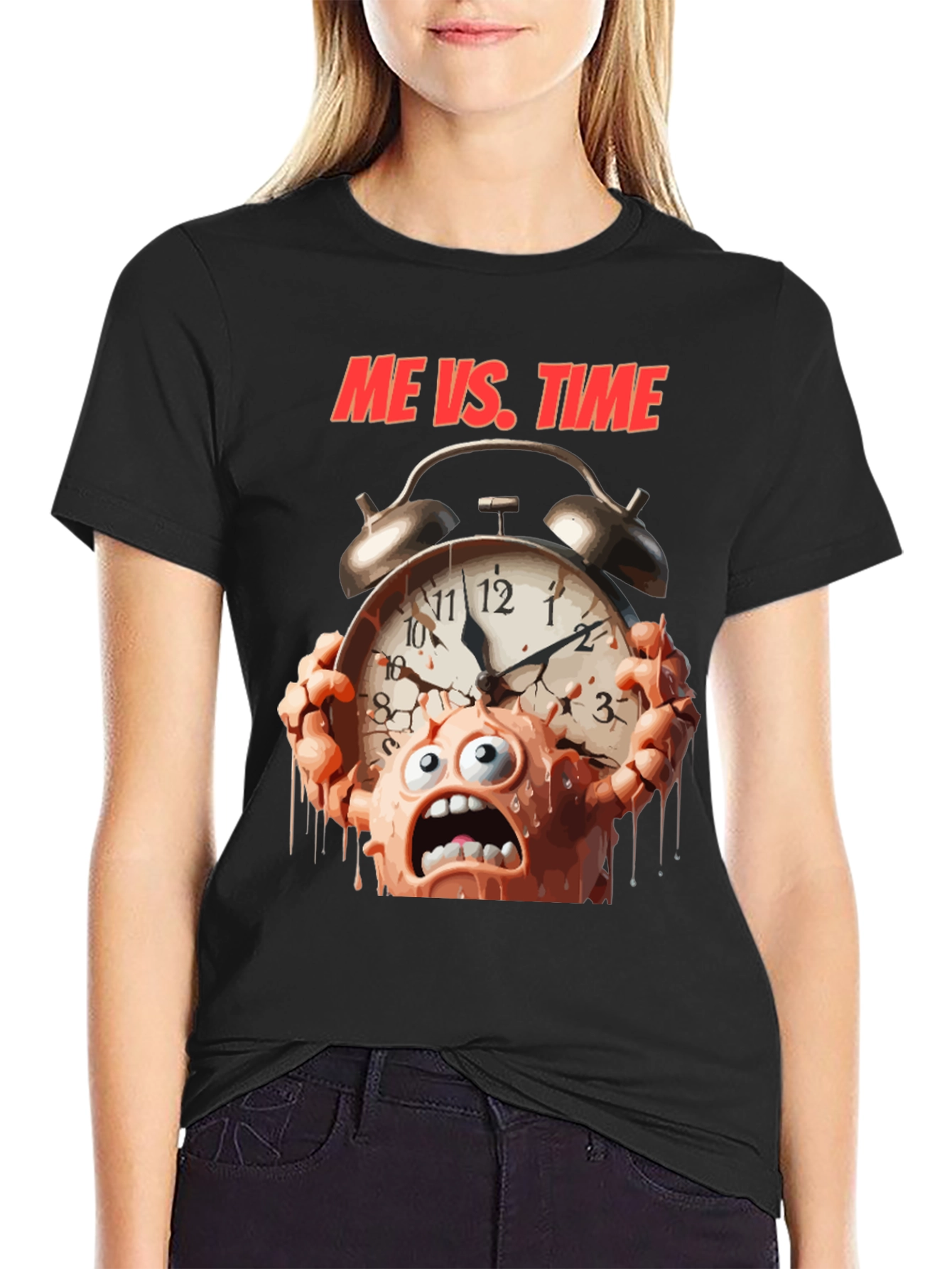 Me Vs. Time Graphic T-Shirt - Black
