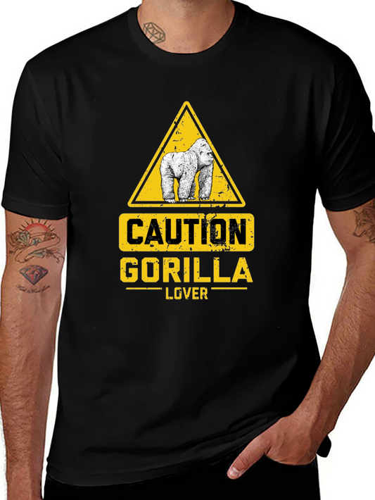 Caution Gorilla Lover Black T-Shirt