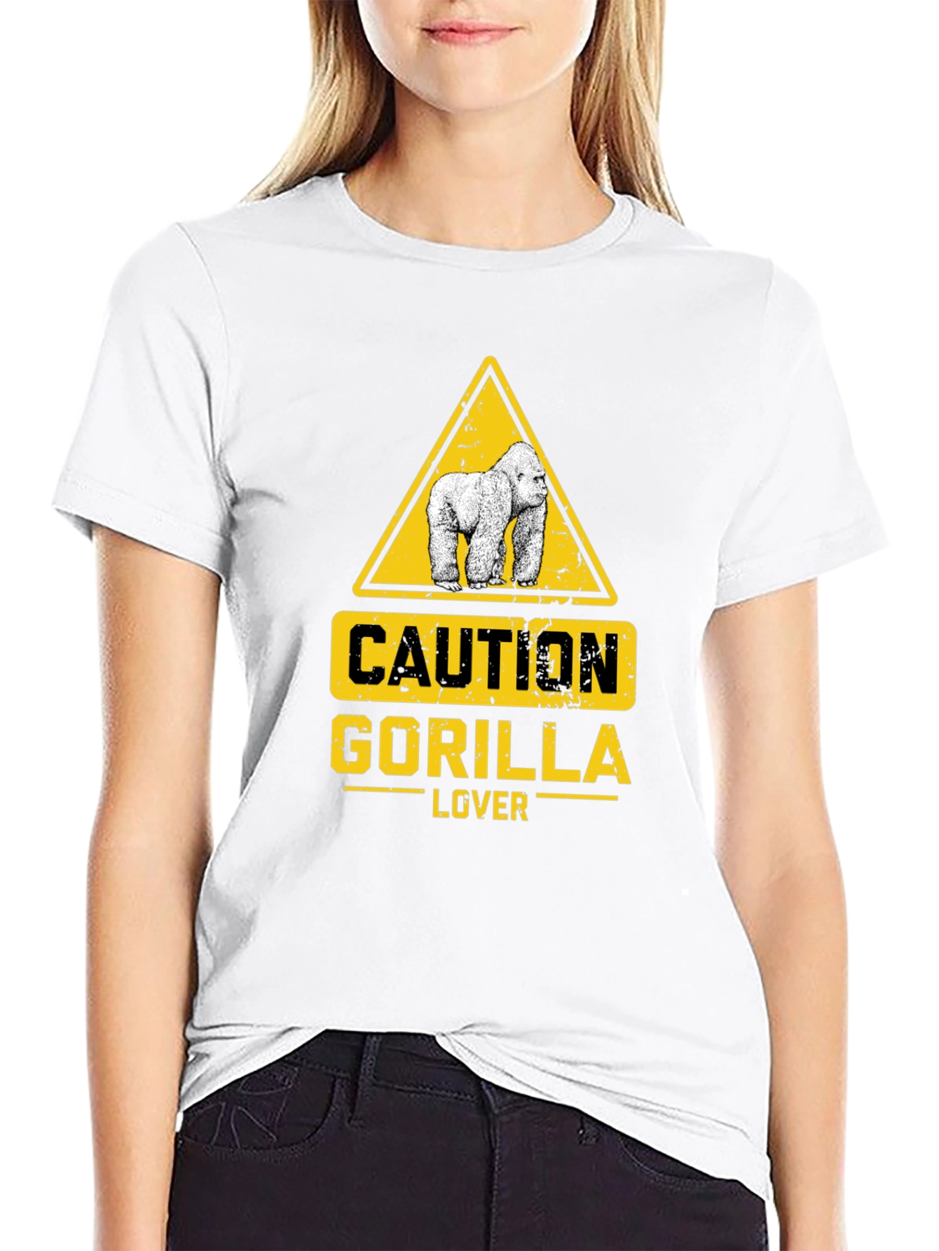 Caution Gorilla Lover Black T-Shirt
