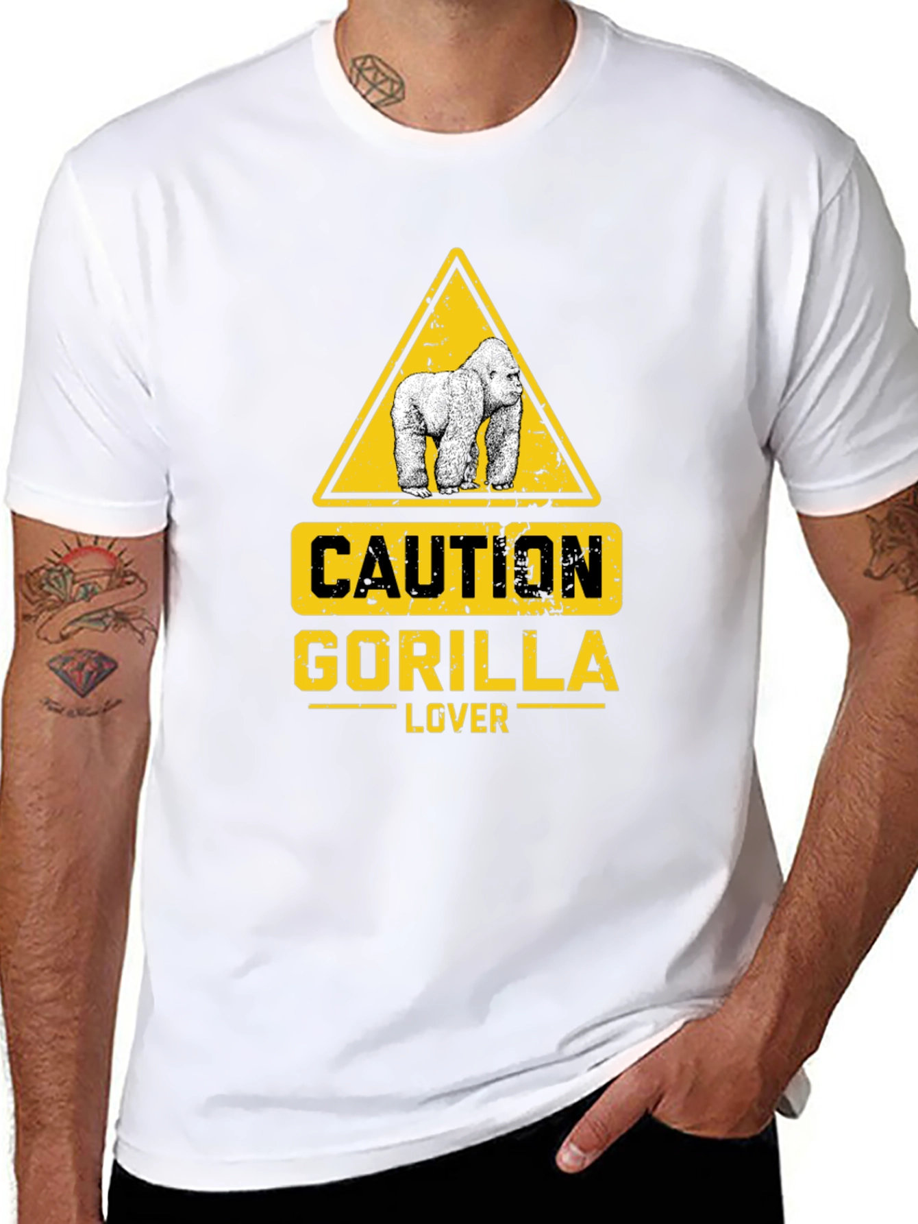 Caution Gorilla Lover Black T-Shirt