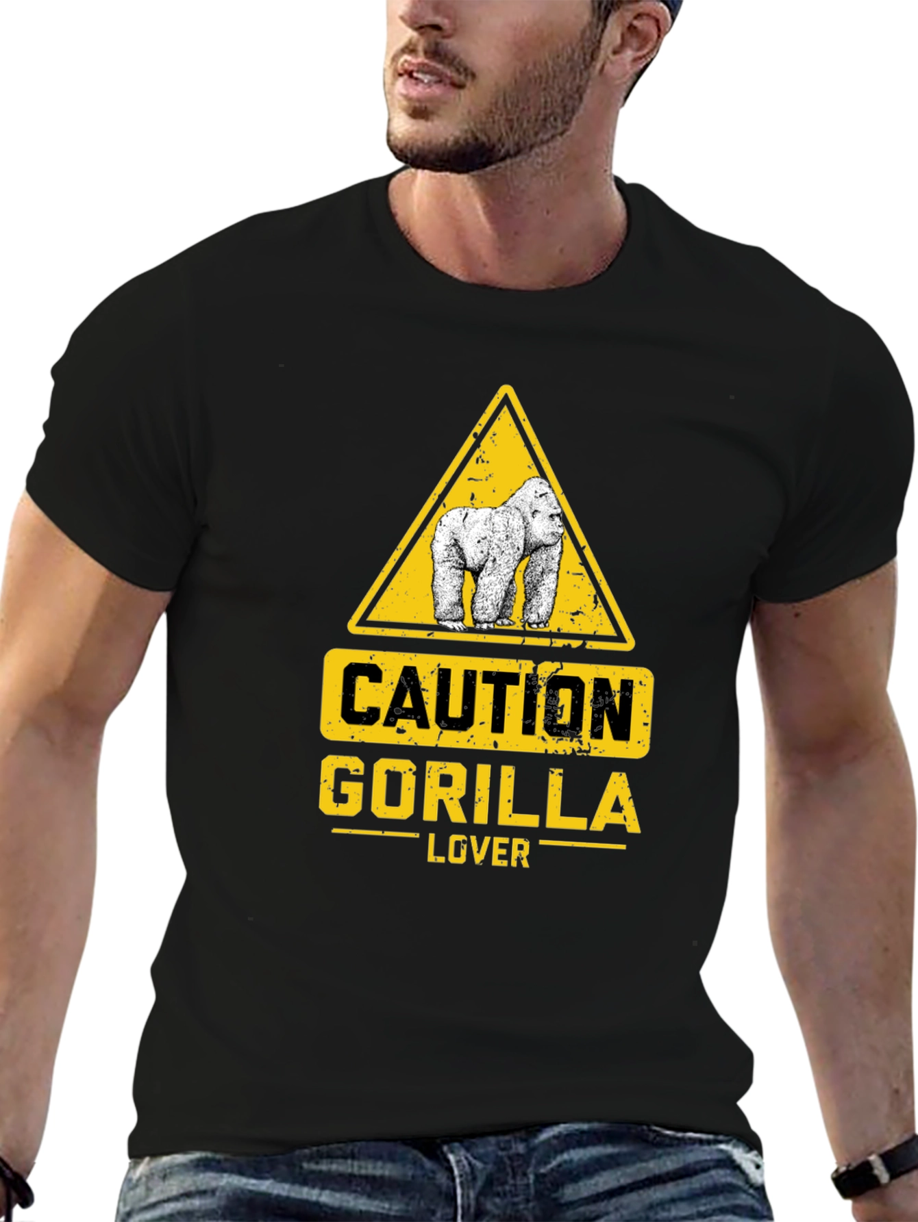 Caution Gorilla Lover Black T-Shirt