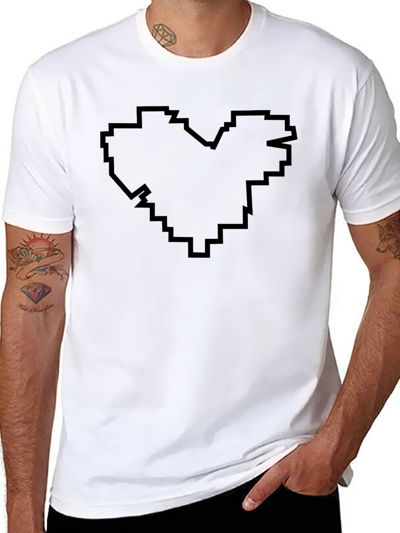 Pixel Heart Black T-Shirt - Gamer Style