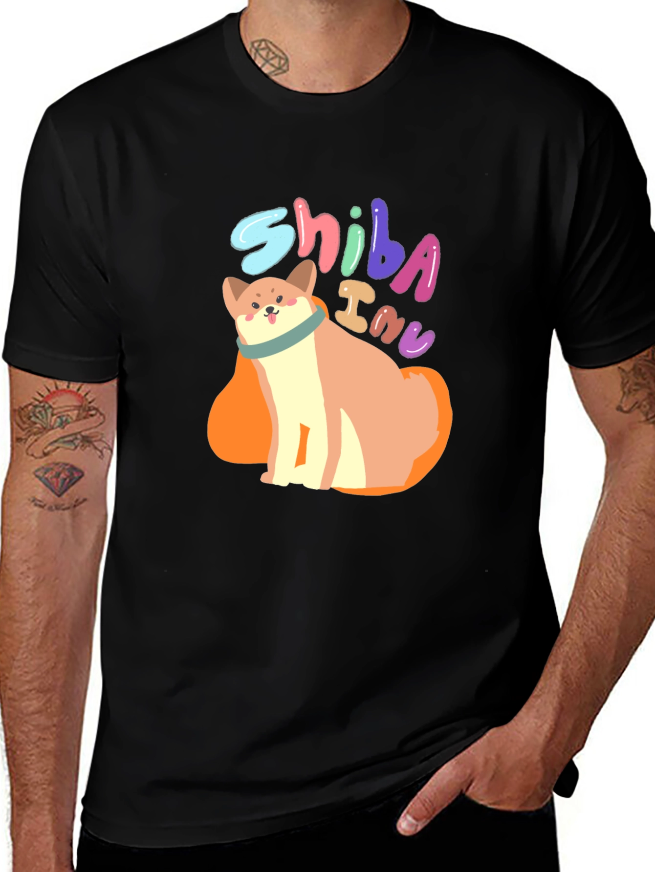 Shiba Inu Dog Graphic Tee - Unisex Black T-Shirt