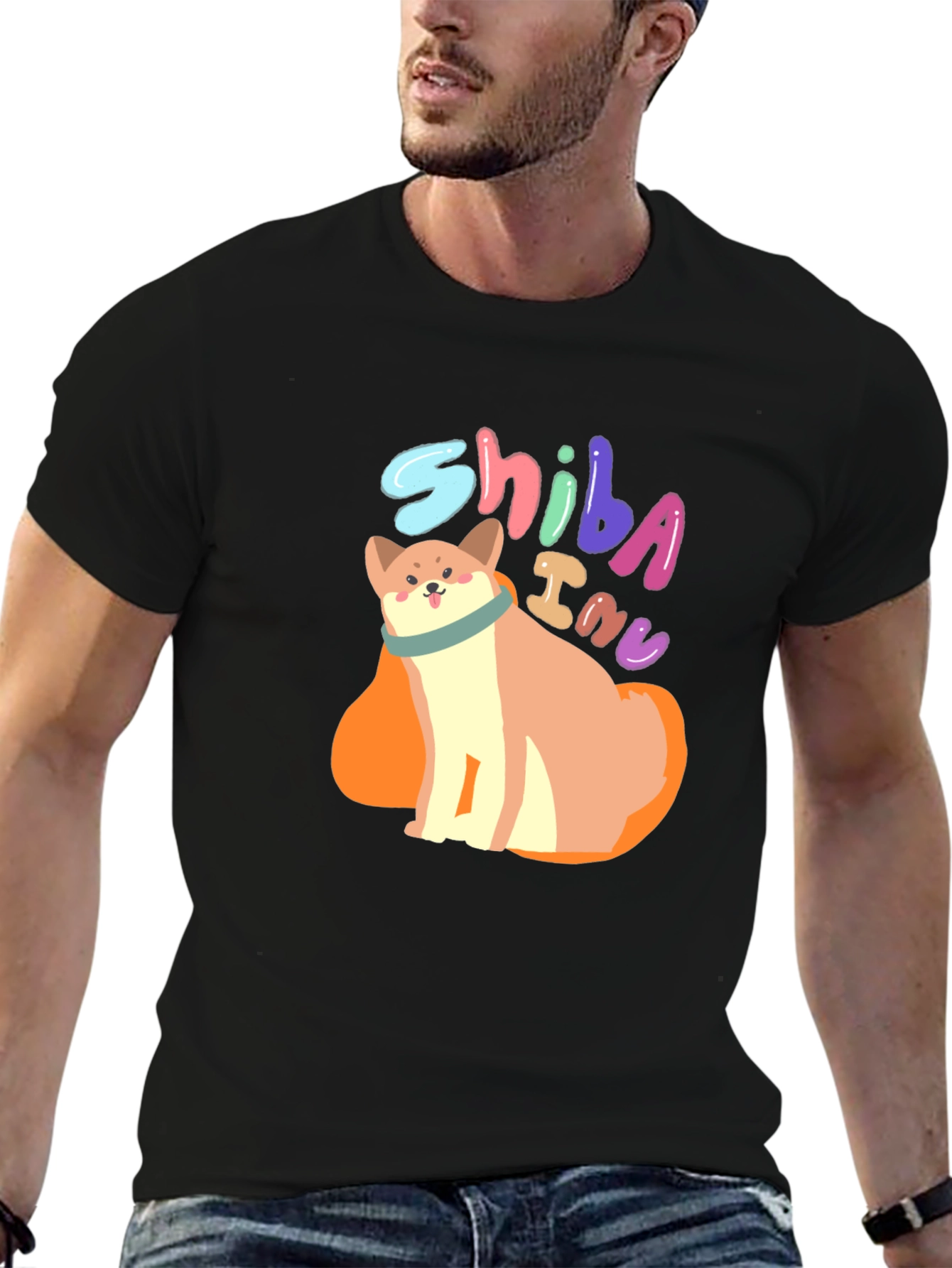 Shiba Inu Dog Graphic Tee - Unisex Black T-Shirt