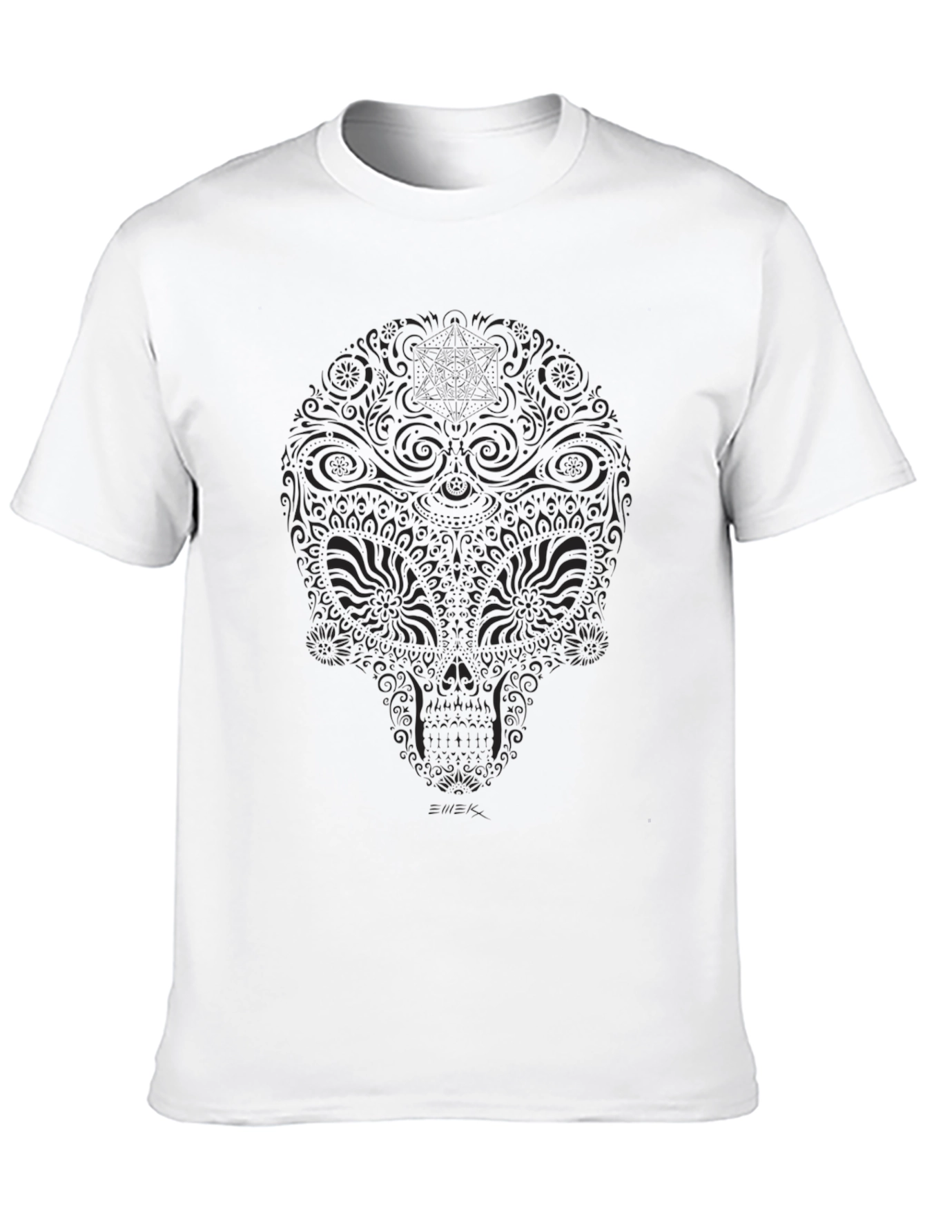 Mens Black Floral Skull Graphic T-Shirt