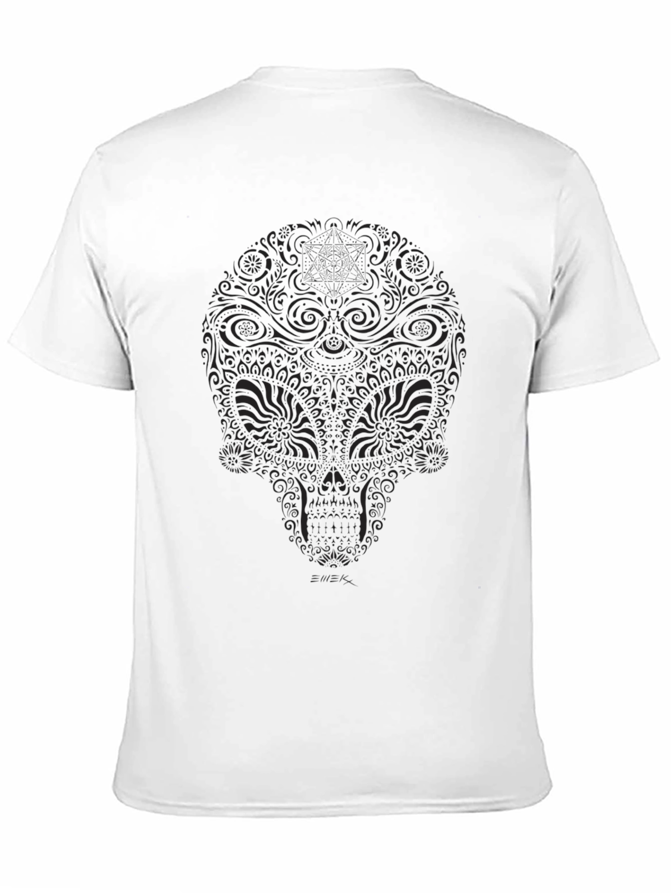 Mens Black Floral Skull Graphic T-Shirt