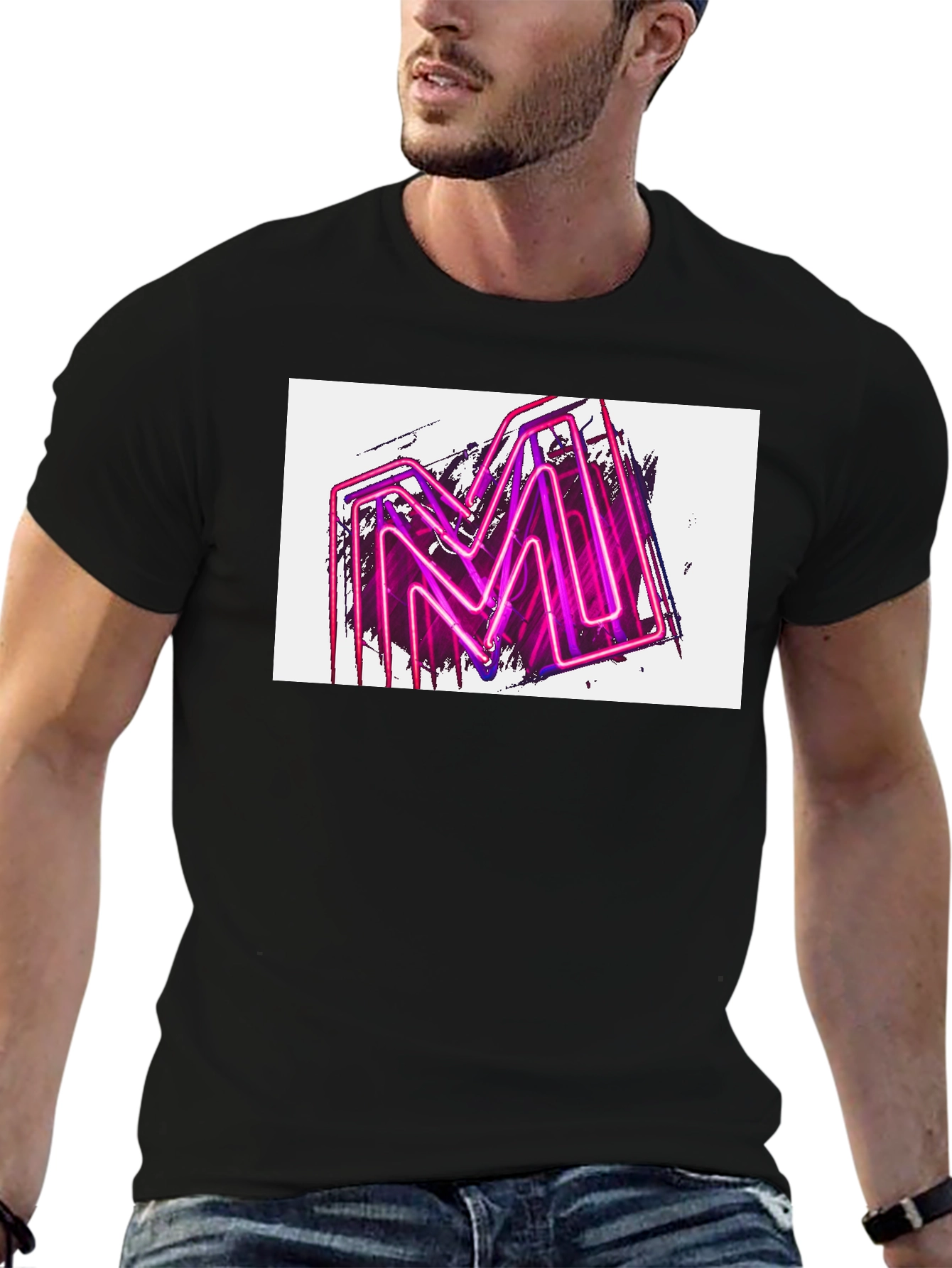 Neon M Graphic Black T-Shirt