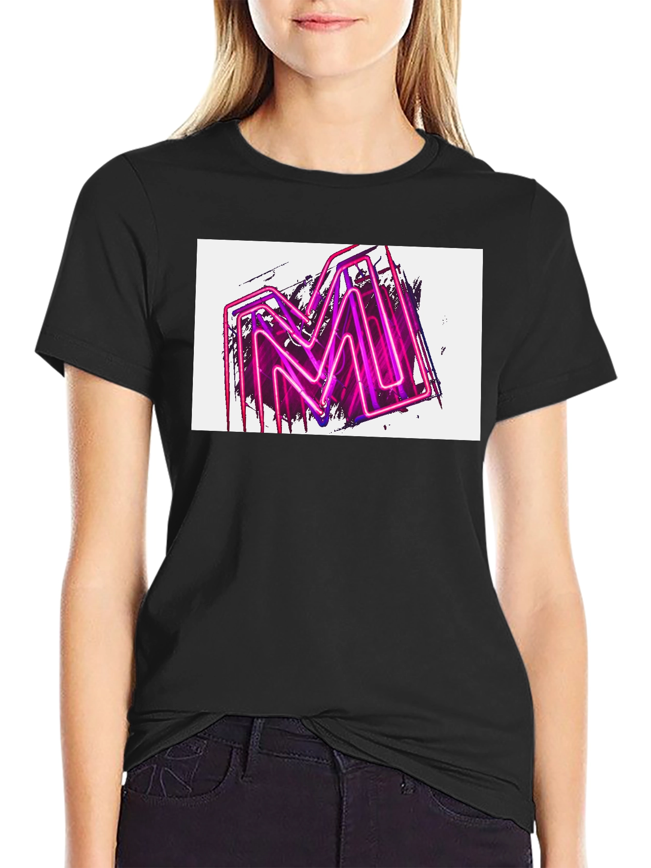 Neon M Graphic Black T-Shirt