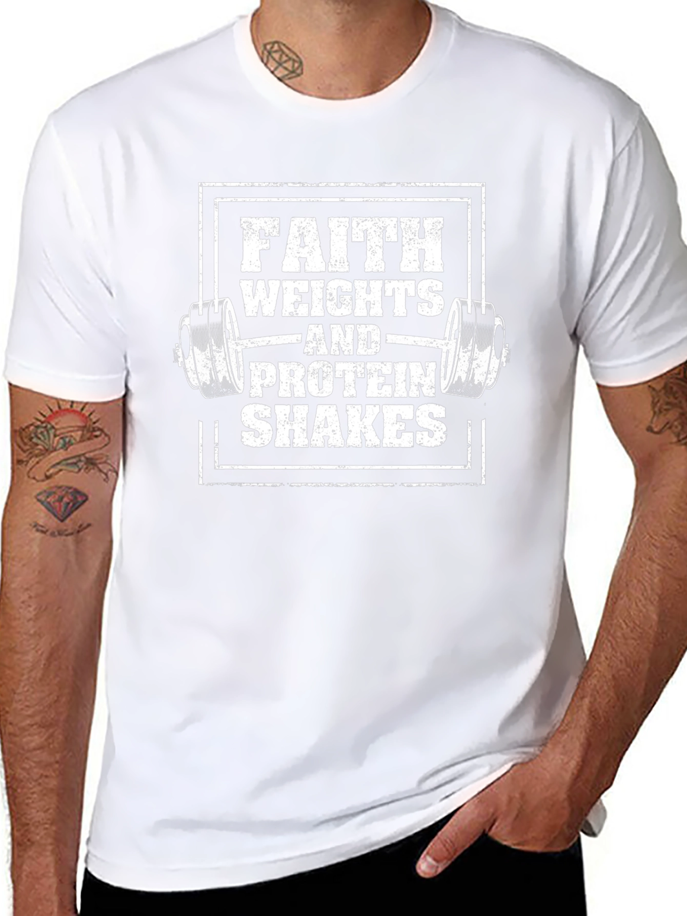 Faith Weights & Protein Shakes Black T-Shirt