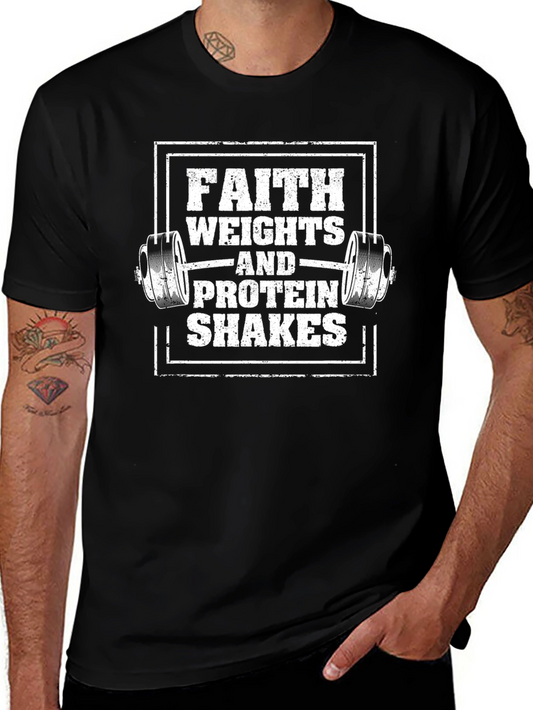 Faith Weights & Protein Shakes Black T-Shirt