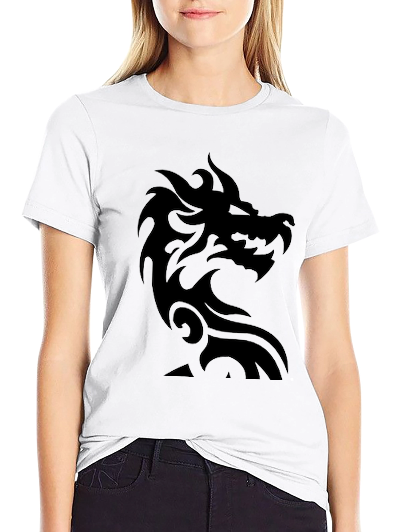 Mens Black T-Shirt with Dragon Graphic