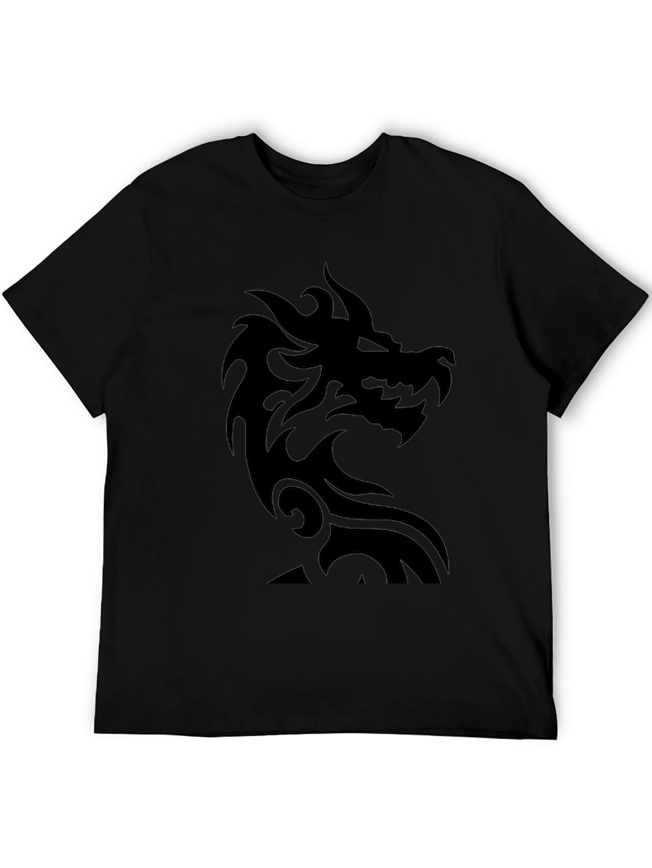 Mens Black T-Shirt with Dragon Graphic