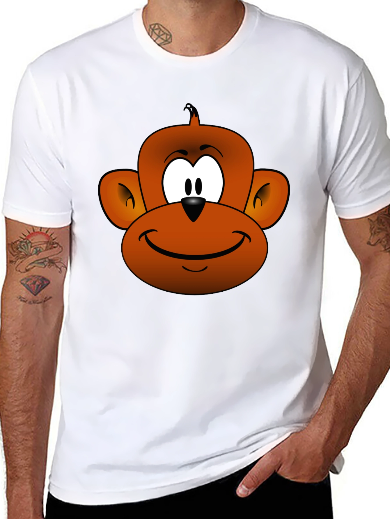 Cartoon Monkey Graphic Tee - Fun Novelty T-Shirt