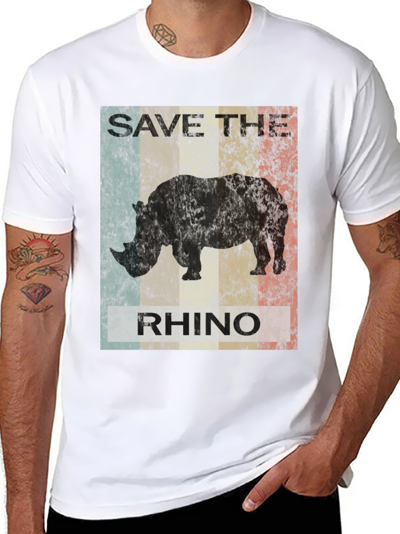 Save The Rhino Graphic Tee - Black
