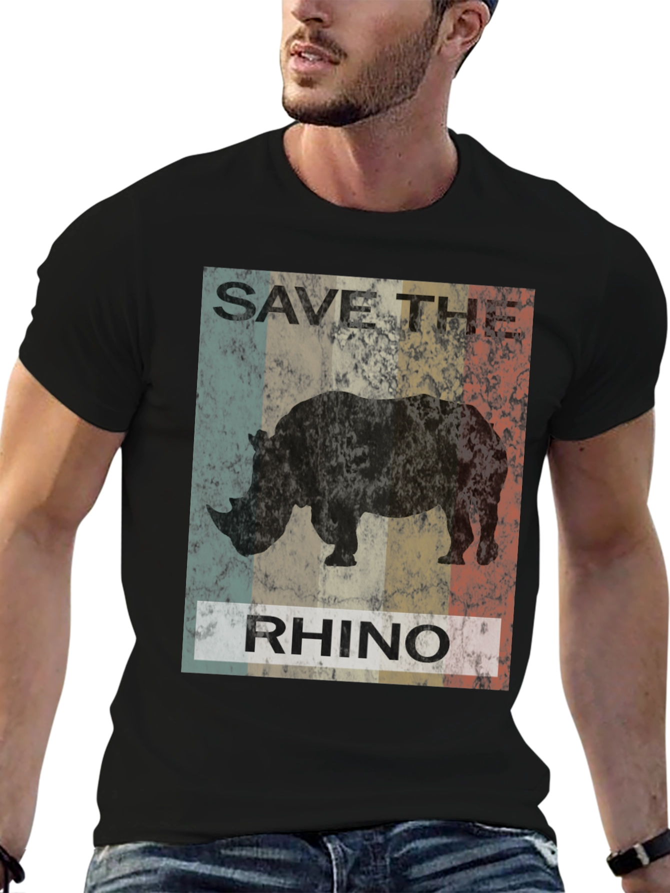Save The Rhino Graphic Tee - Black
