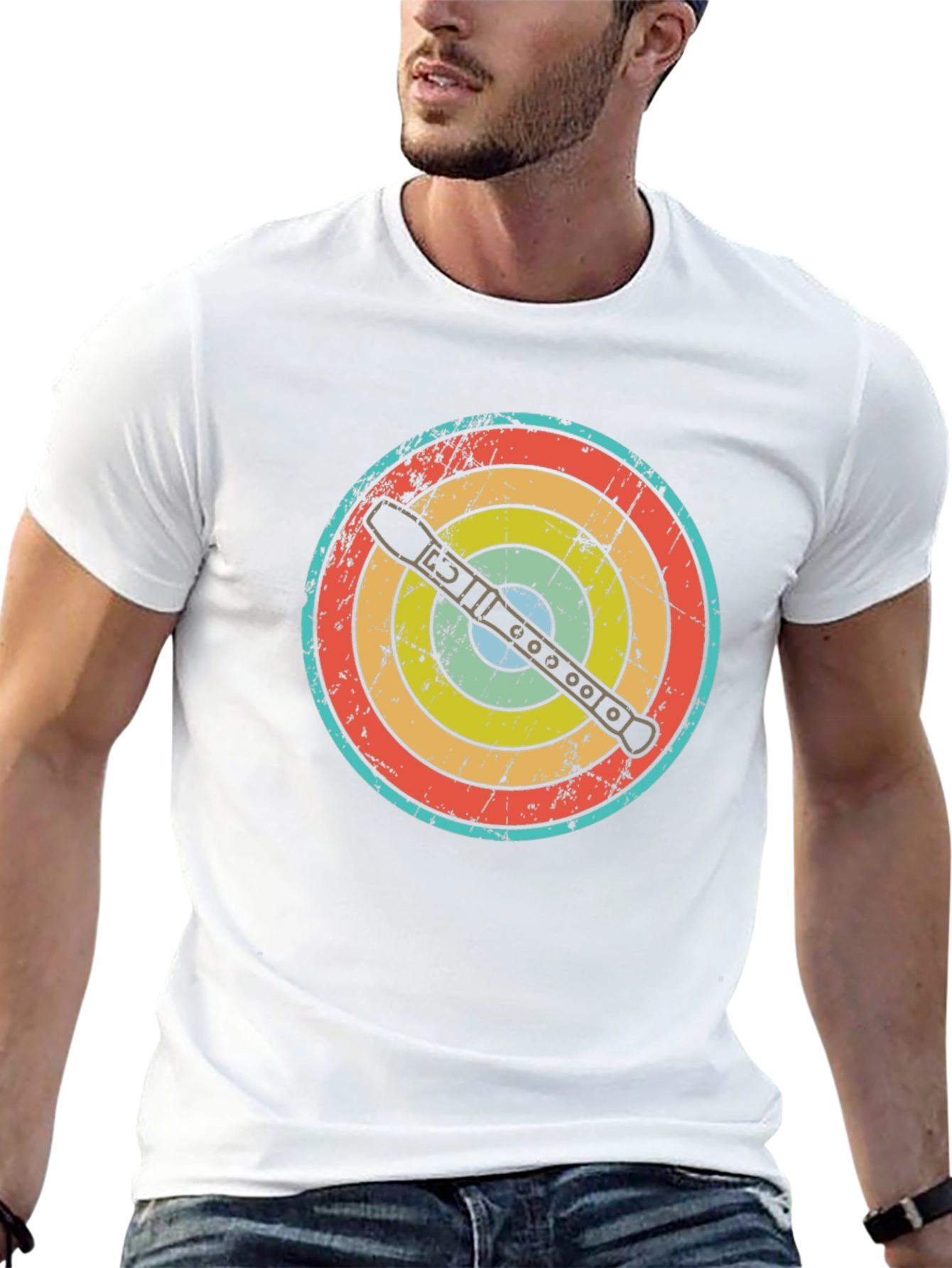 Retro Flute Player Target T-Shirt