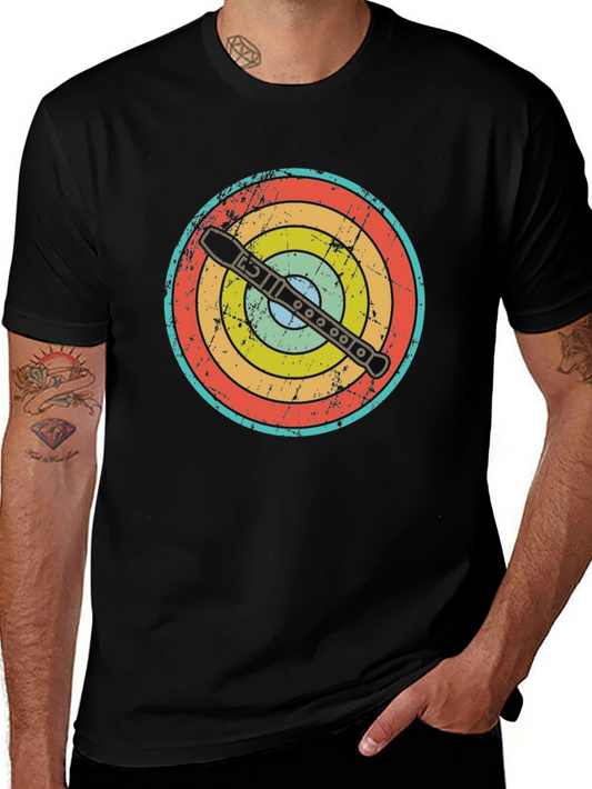 Retro Flute Player Target T-Shirt