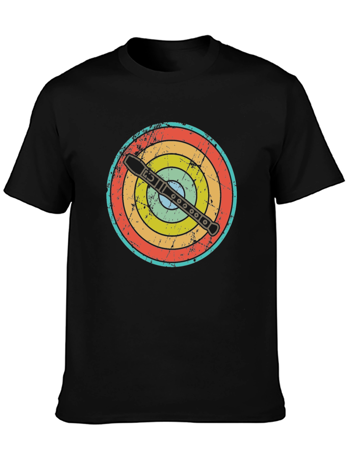 Retro Flute Player Target T-Shirt