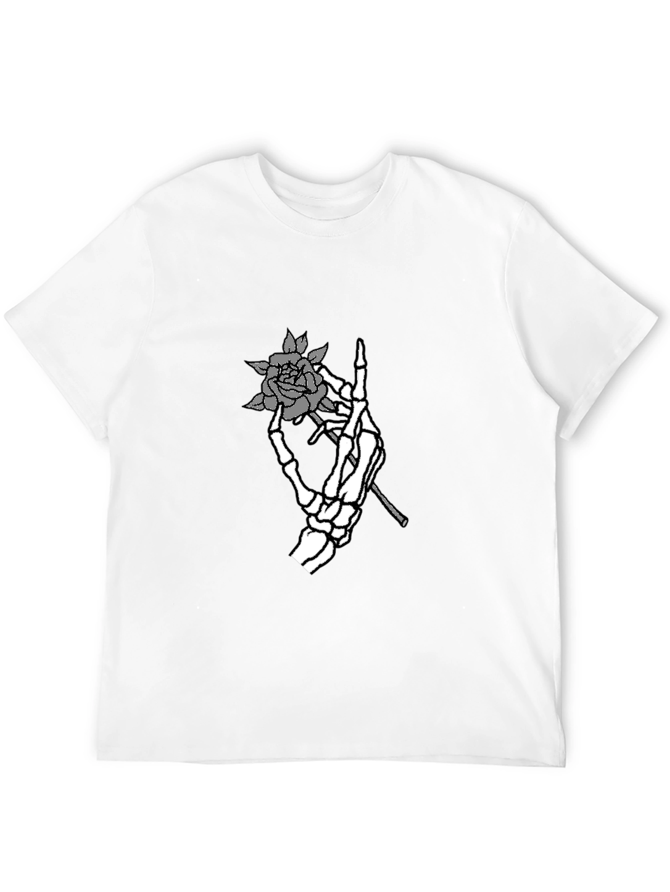 Skeleton Hand Rose Graphic Tee - Black T-Shirt