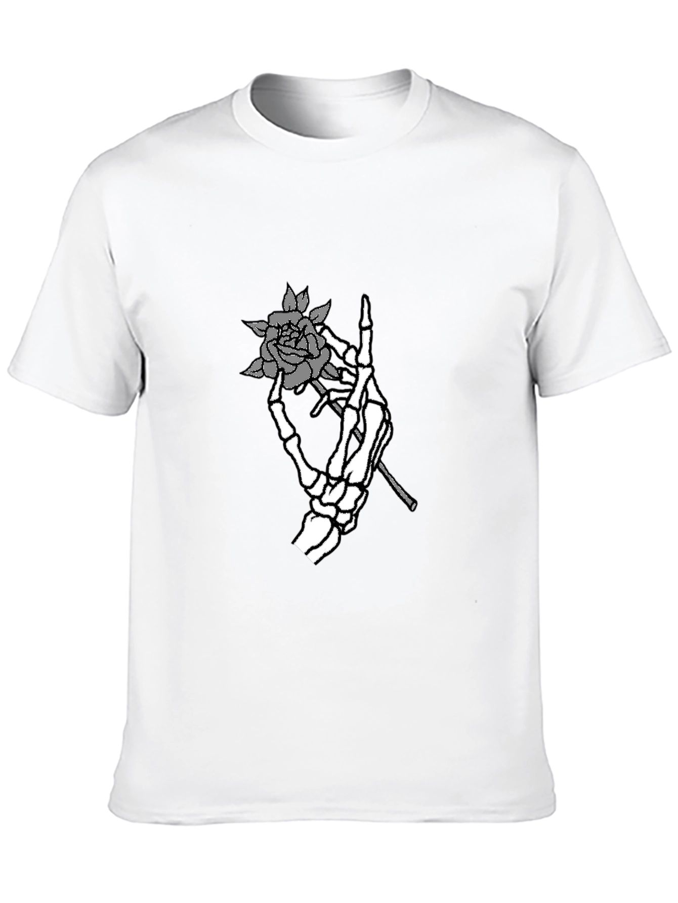 Skeleton Hand Rose Graphic Tee - Black T-Shirt