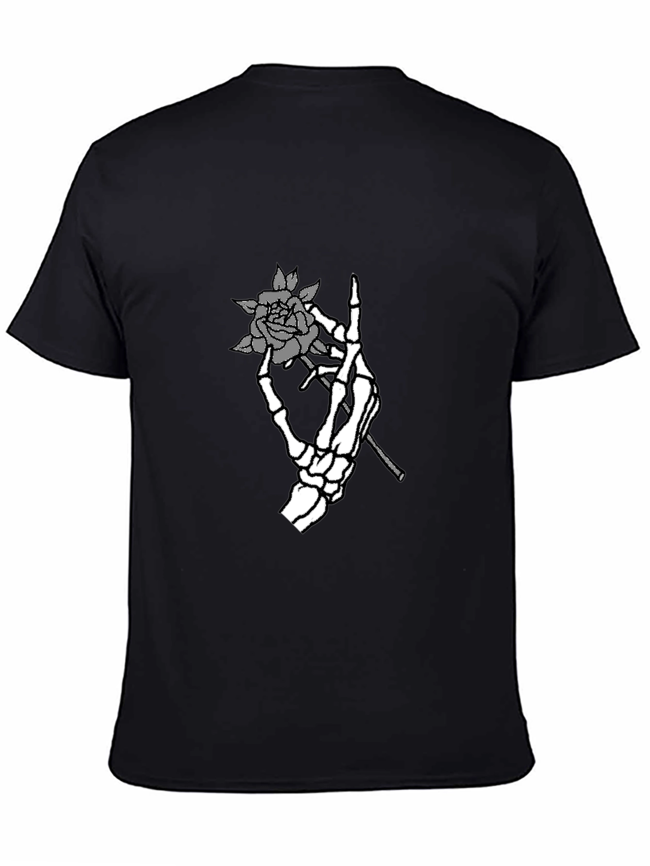 Skeleton Hand Rose Graphic Tee - Black T-Shirt