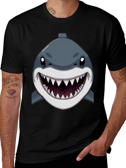 Shark Graphic Print Black T-Shirt