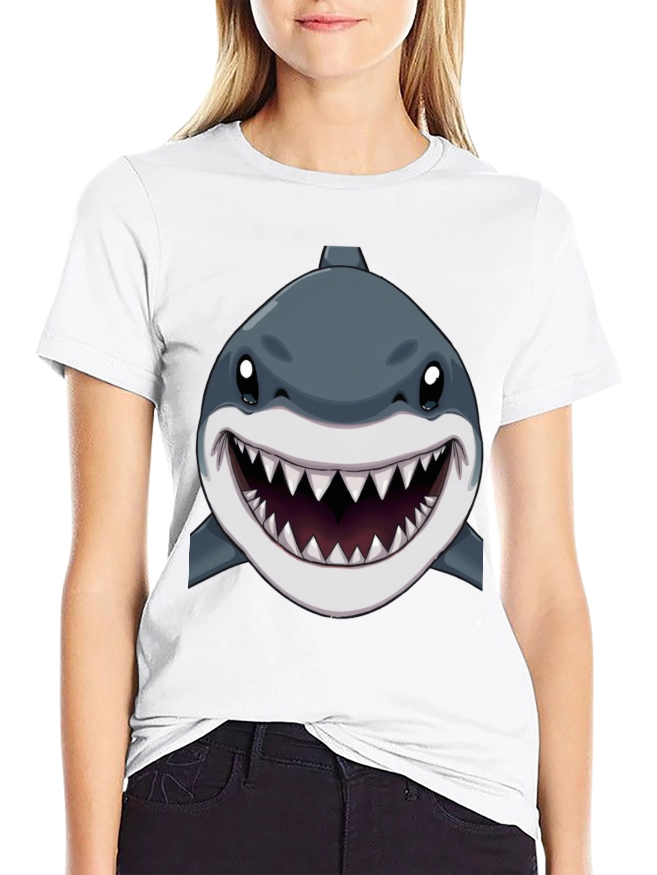 Shark Graphic Print Black T-Shirt