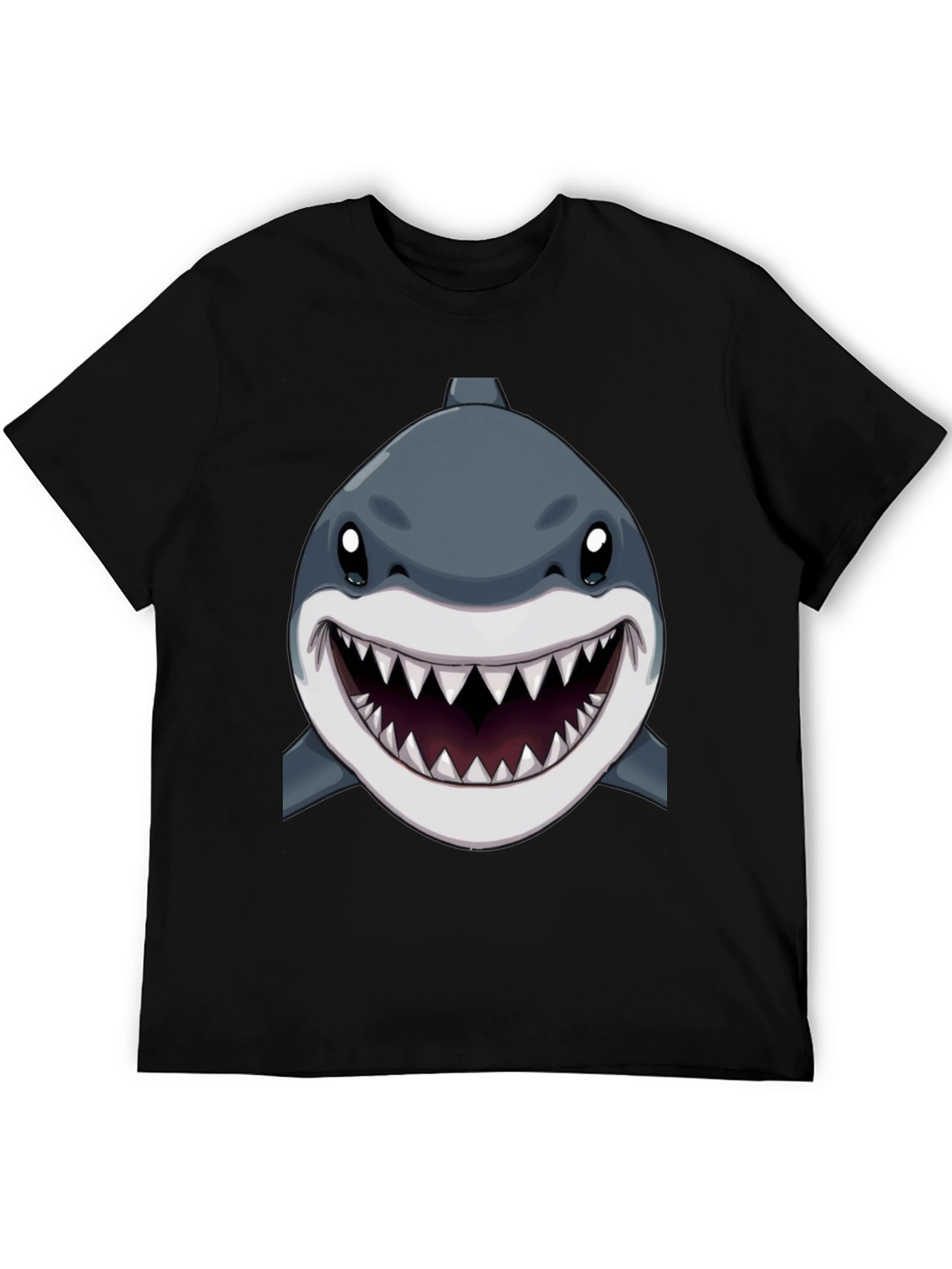 Shark Graphic Print Black T-Shirt