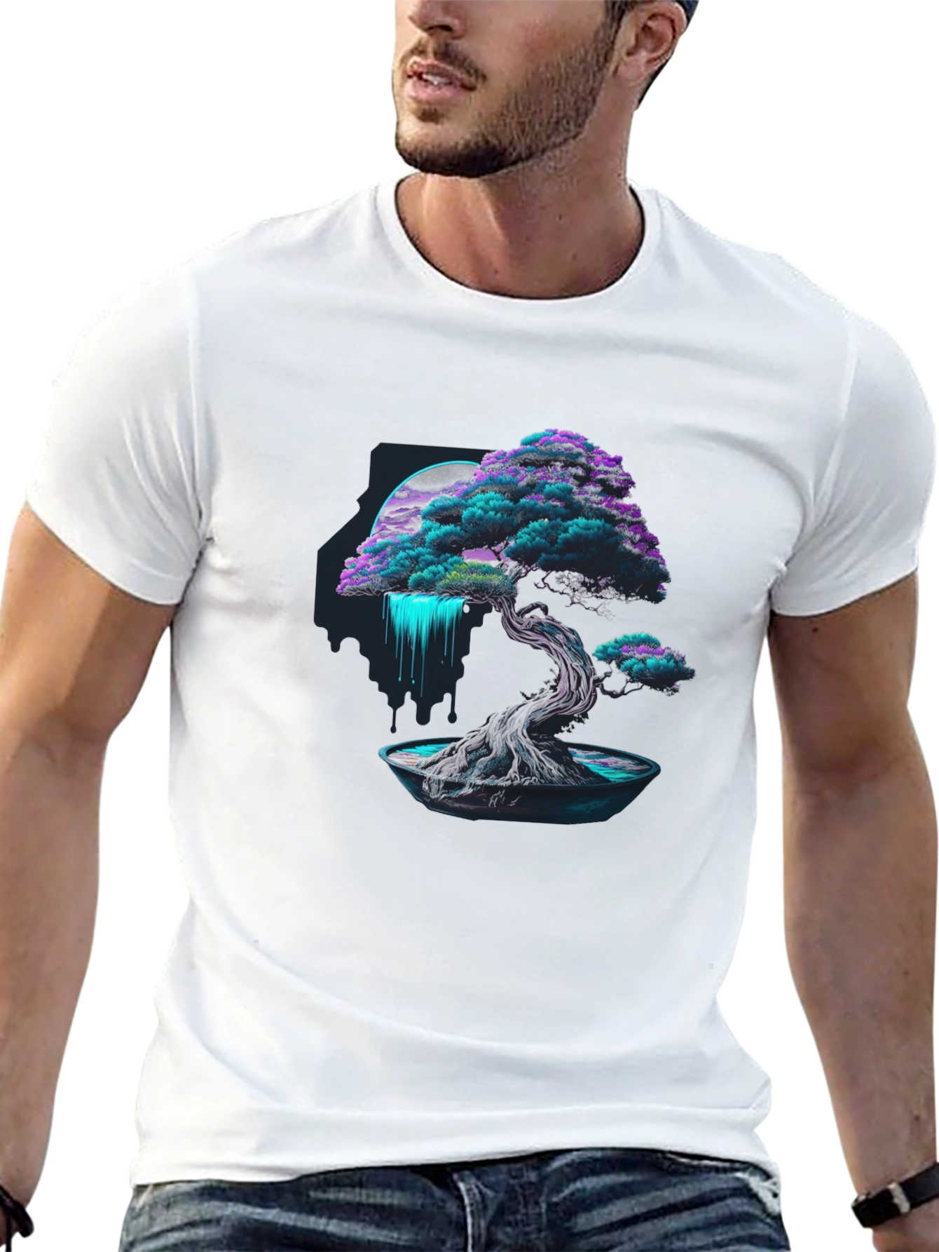 Neon Bonsai Tree Graphic Tee - Modern Streetwear