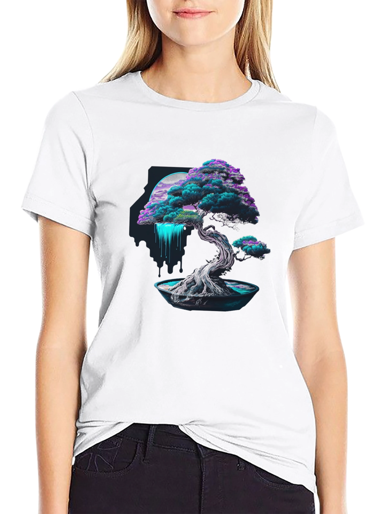 Neon Bonsai Tree Graphic Tee - Modern Streetwear
