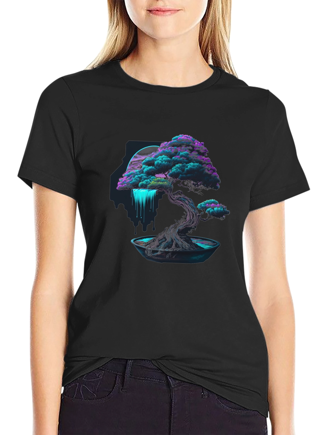 Neon Bonsai Tree Graphic Tee - Modern Streetwear