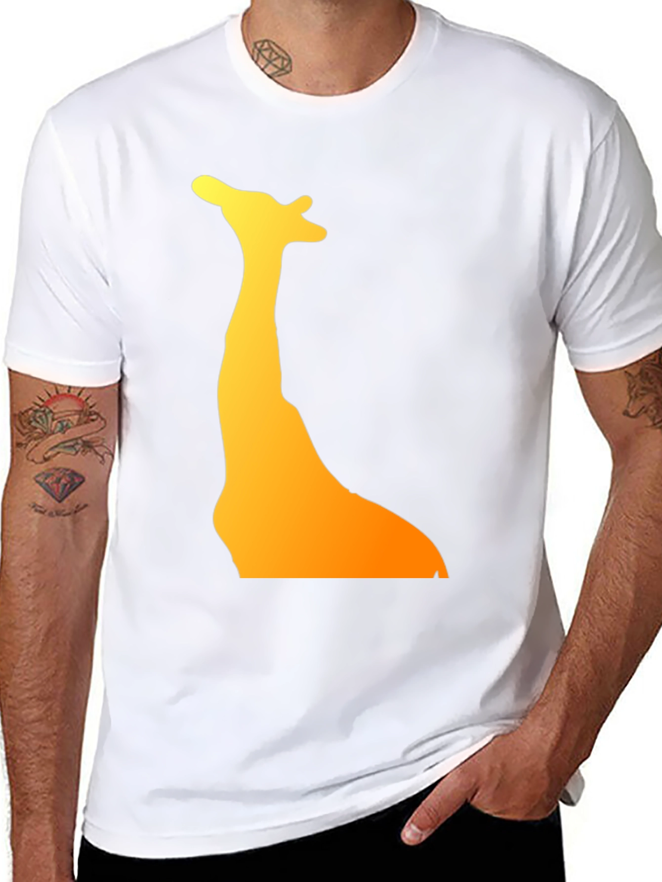 Giraffe Silhouette Graphic Tee - Black Cotton T-Shirt