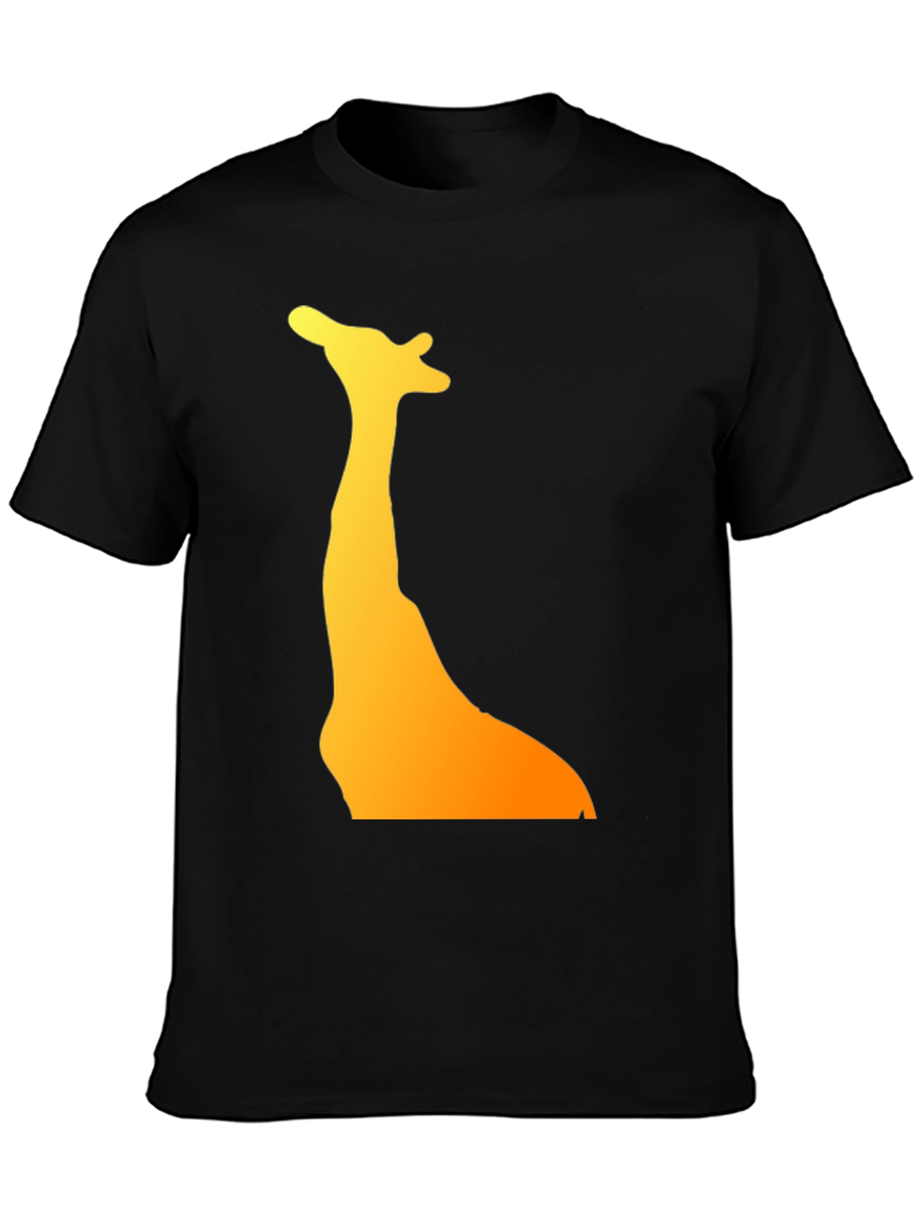 Giraffe Silhouette Graphic Tee - Black Cotton T-Shirt
