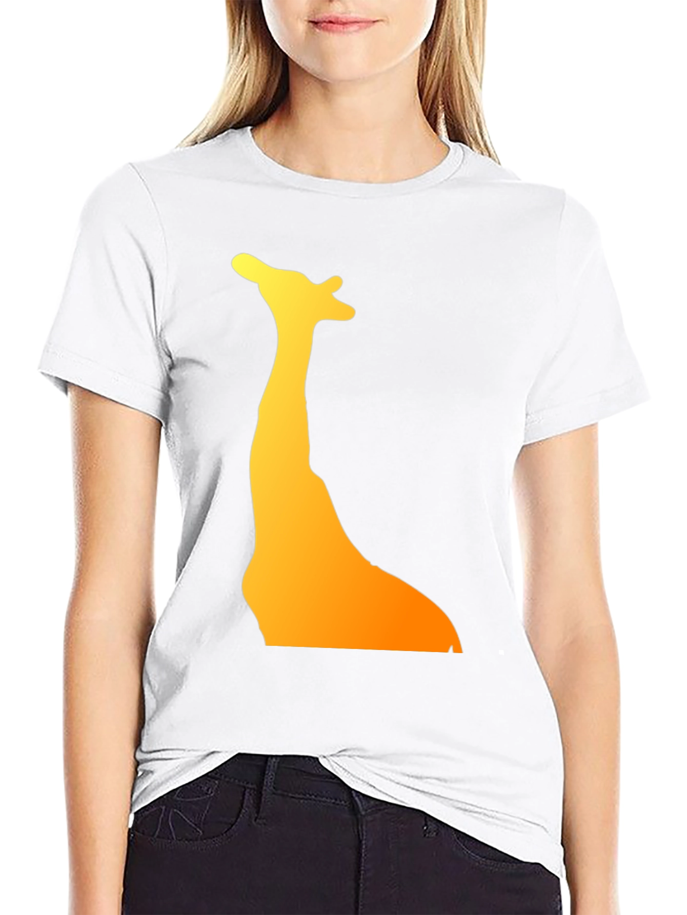 Giraffe Silhouette Graphic Tee - Black Cotton T-Shirt