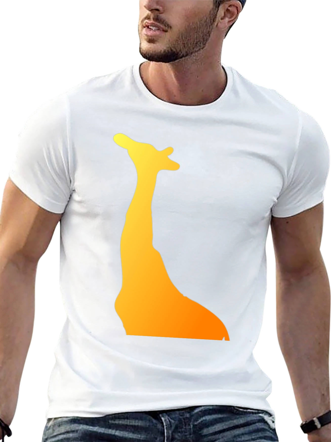 Giraffe Silhouette Graphic Tee - Black Cotton T-Shirt