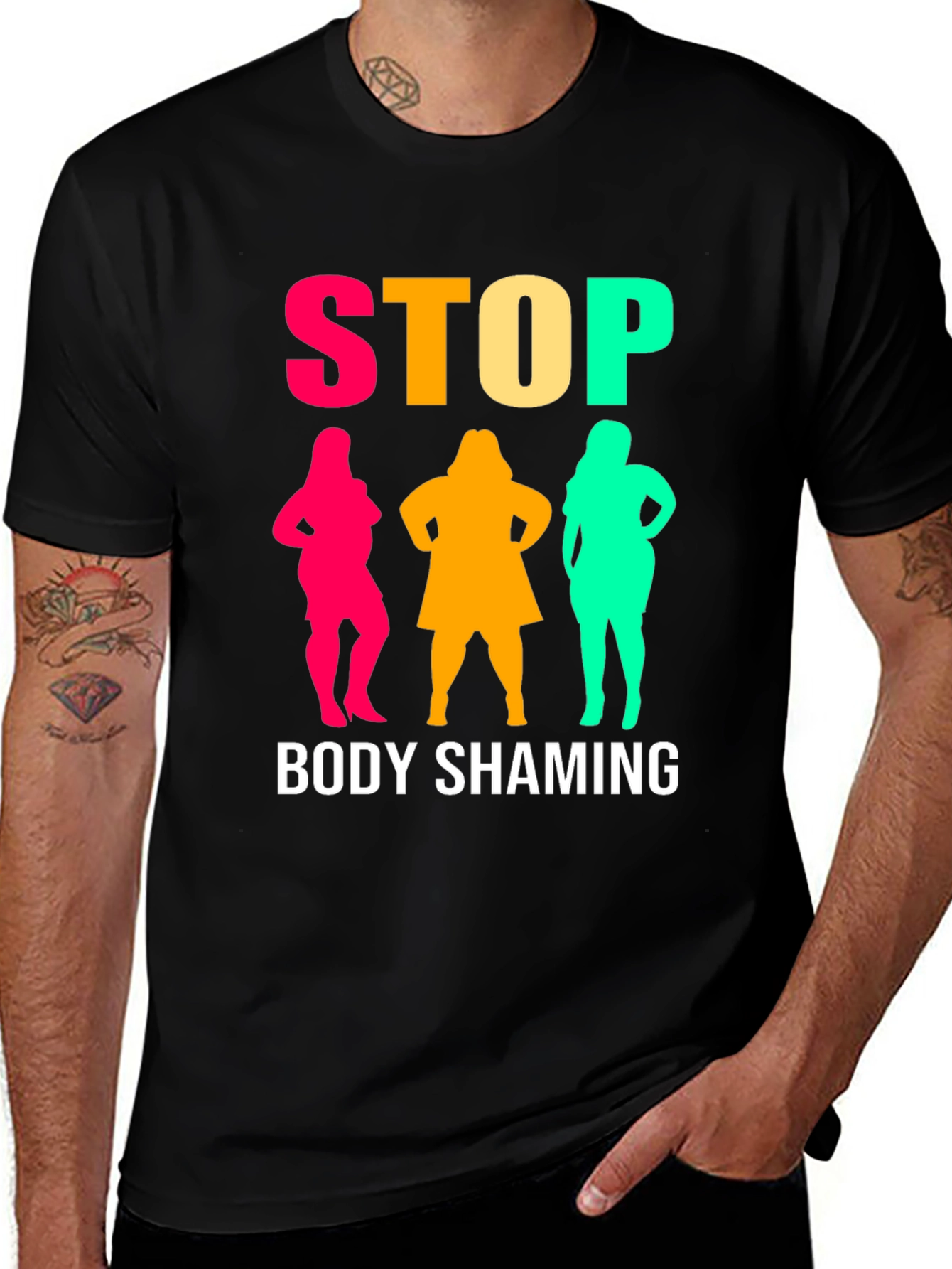 Stop Body Shaming Graphic Tee - Unisex Black T-Shirt