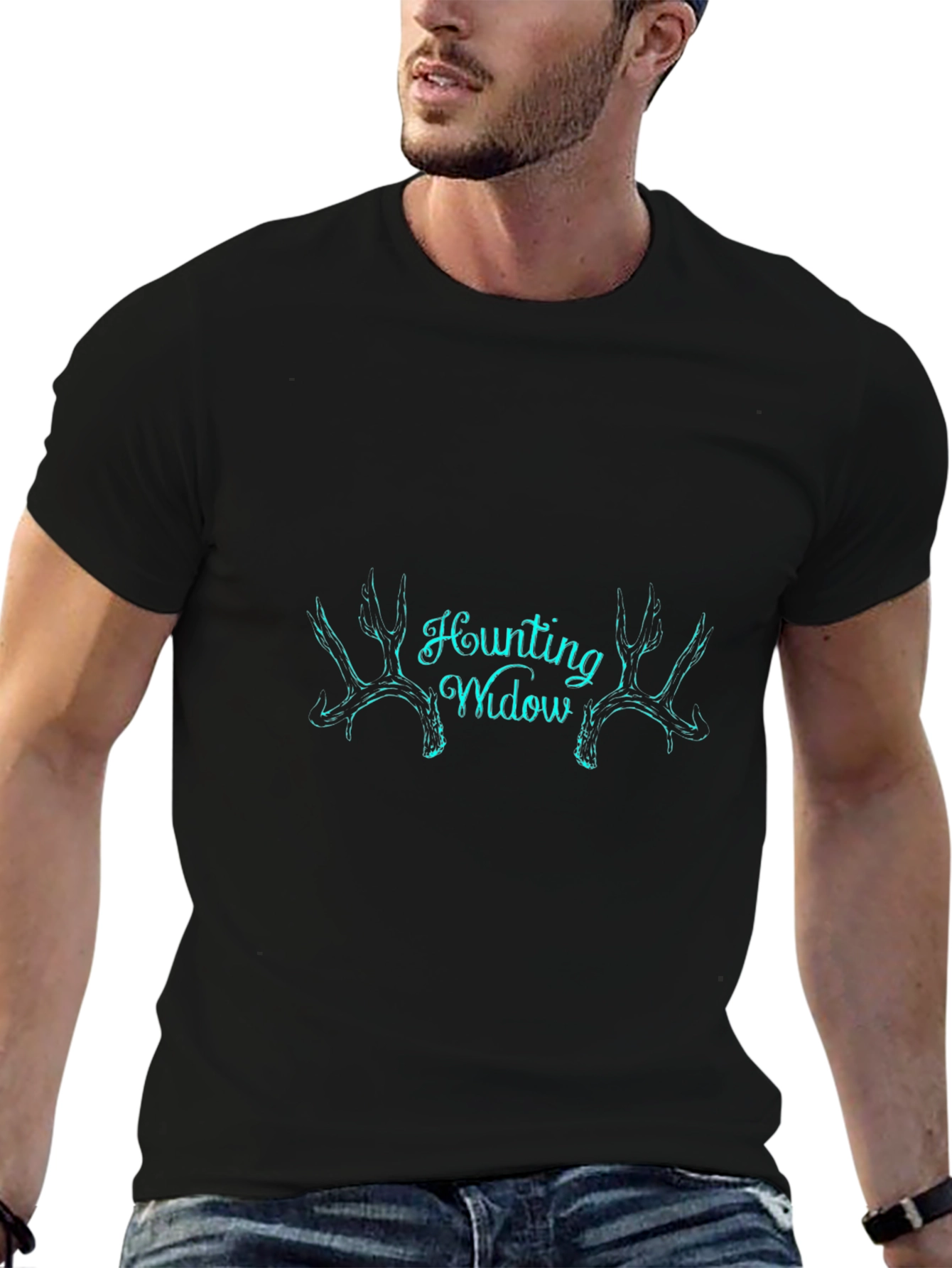 Hunting Widow Tee - Black Antler Design T-Shirt