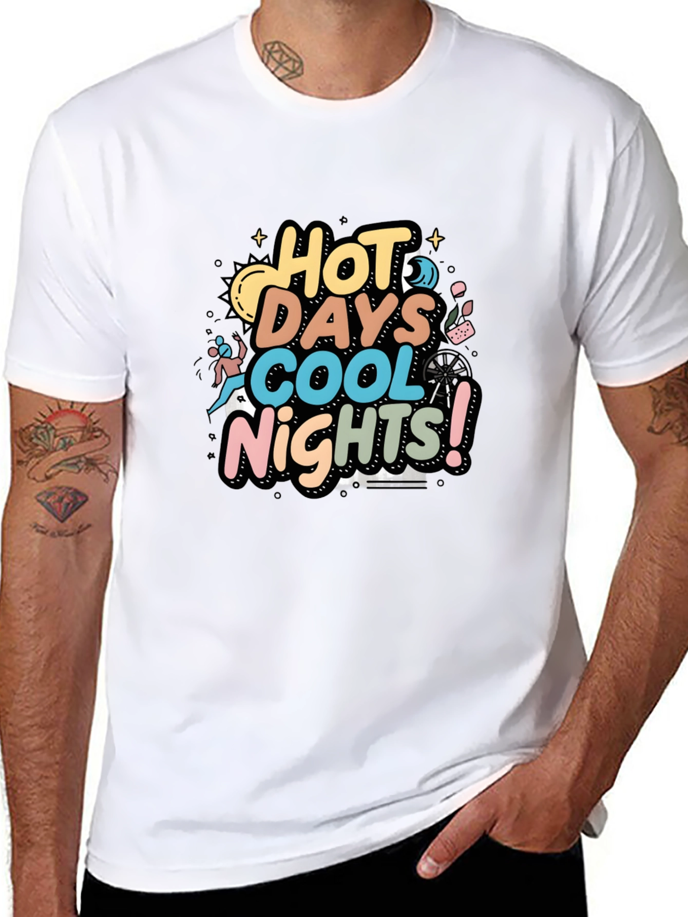 Hot Days Cool Nights Graphic Tee - Black