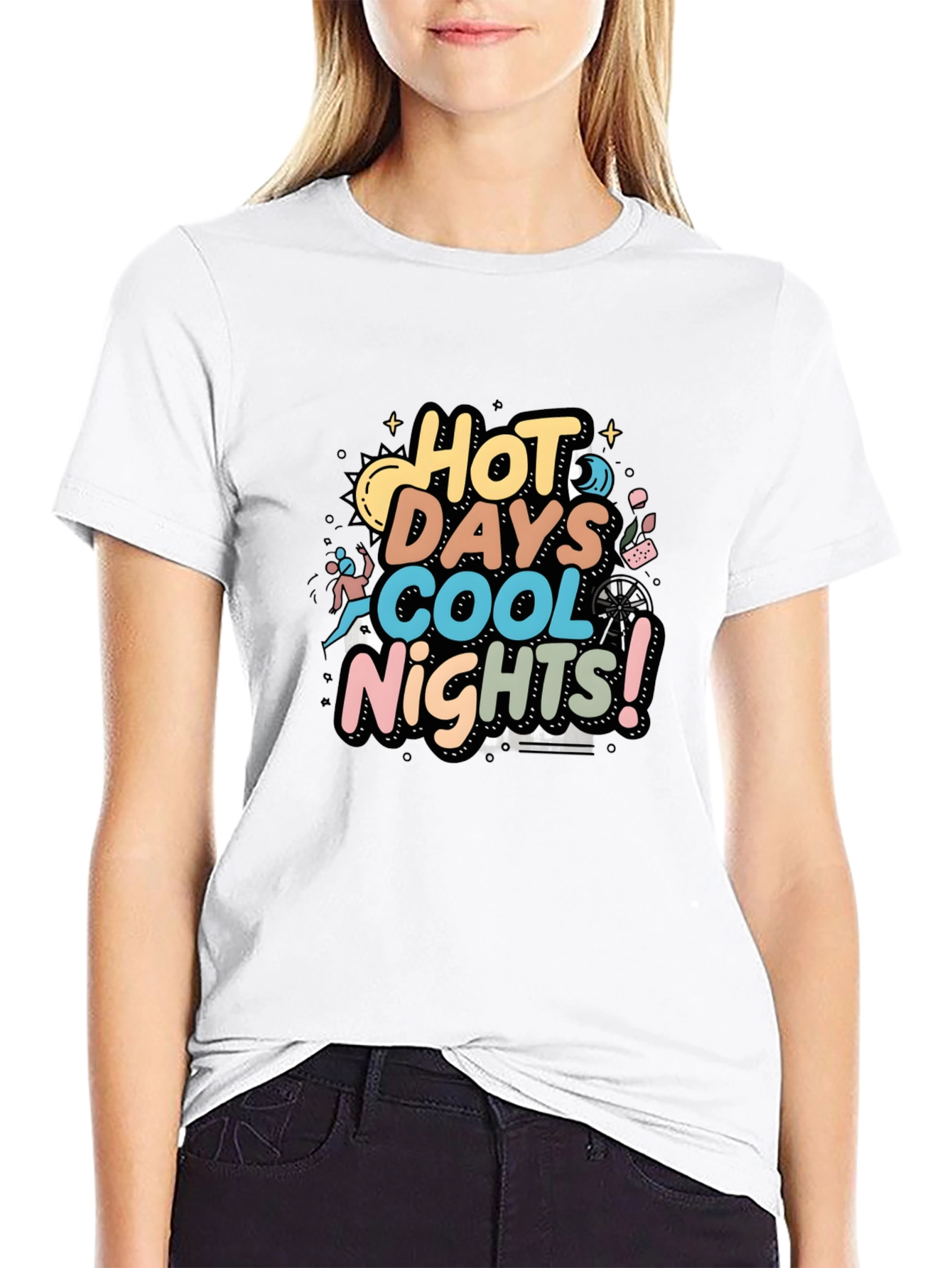Hot Days Cool Nights Graphic Tee - Black