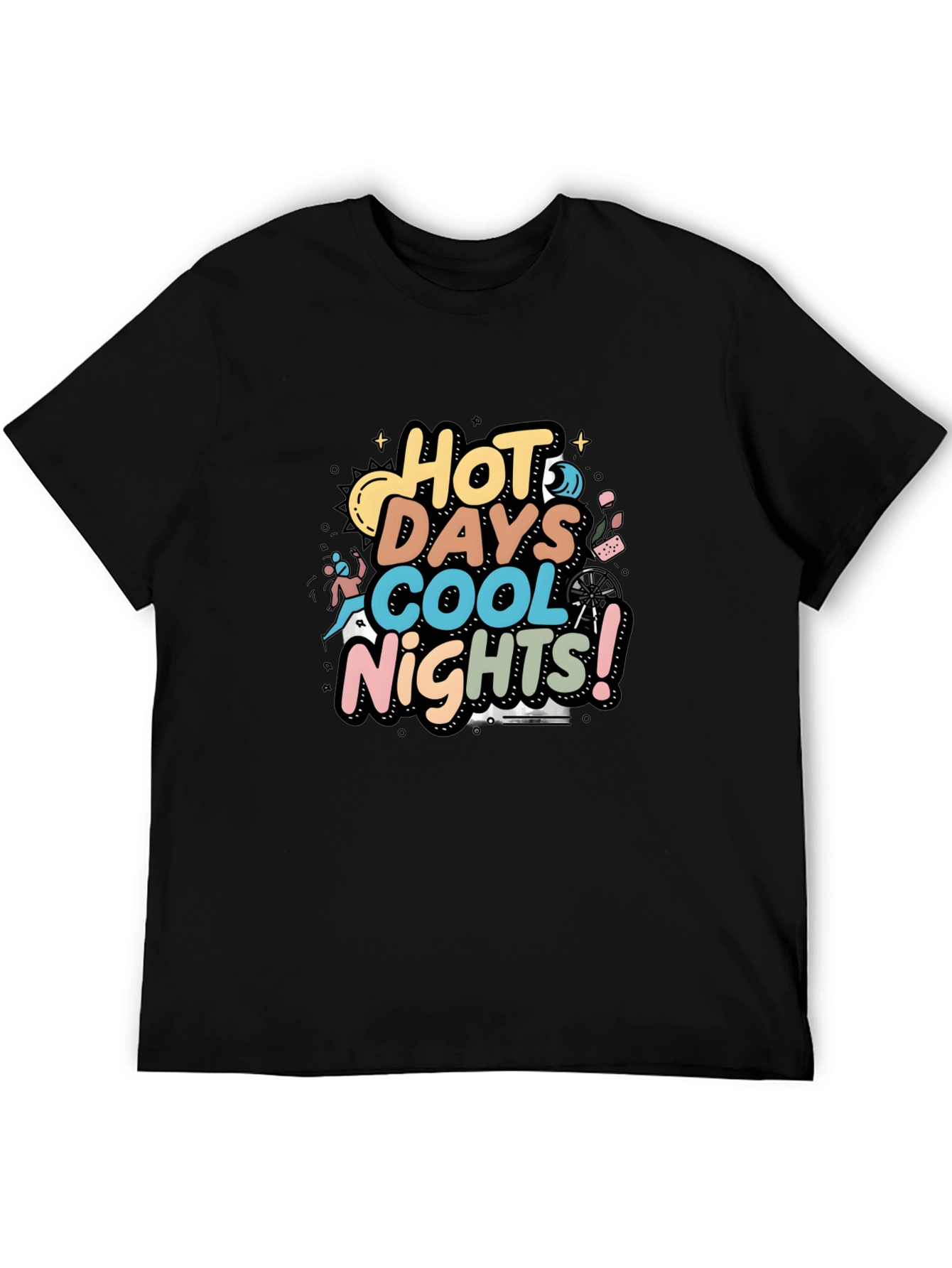 Hot Days Cool Nights Graphic Tee - Black