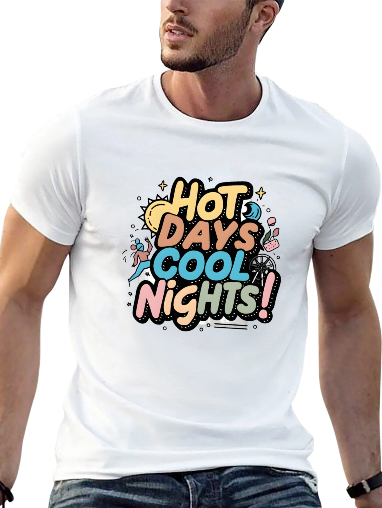 Hot Days Cool Nights Graphic Tee - Black