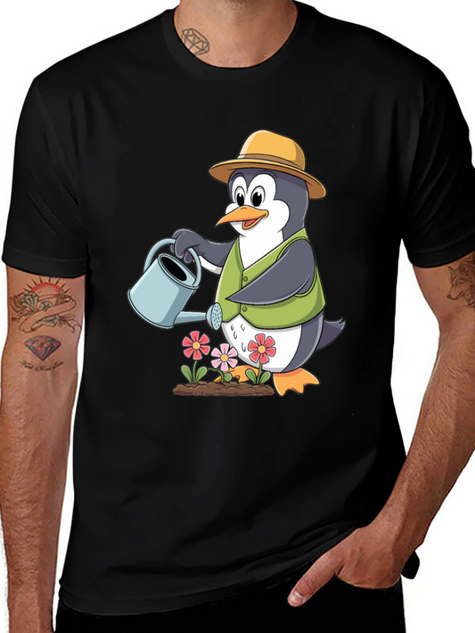 Penguin Gardener T-Shirt - Cute Cartoon Design