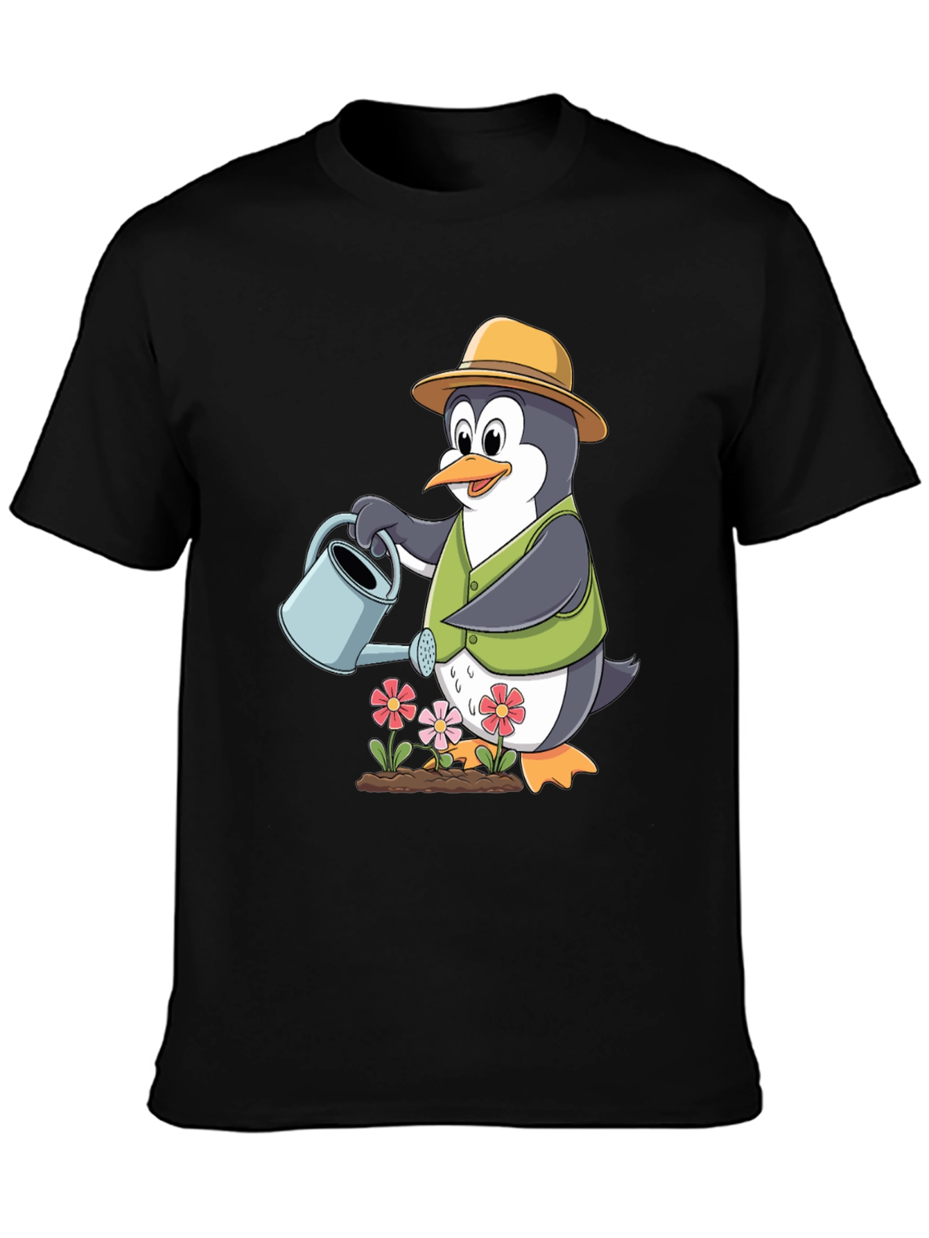 Penguin Gardener T-Shirt - Cute Cartoon Design