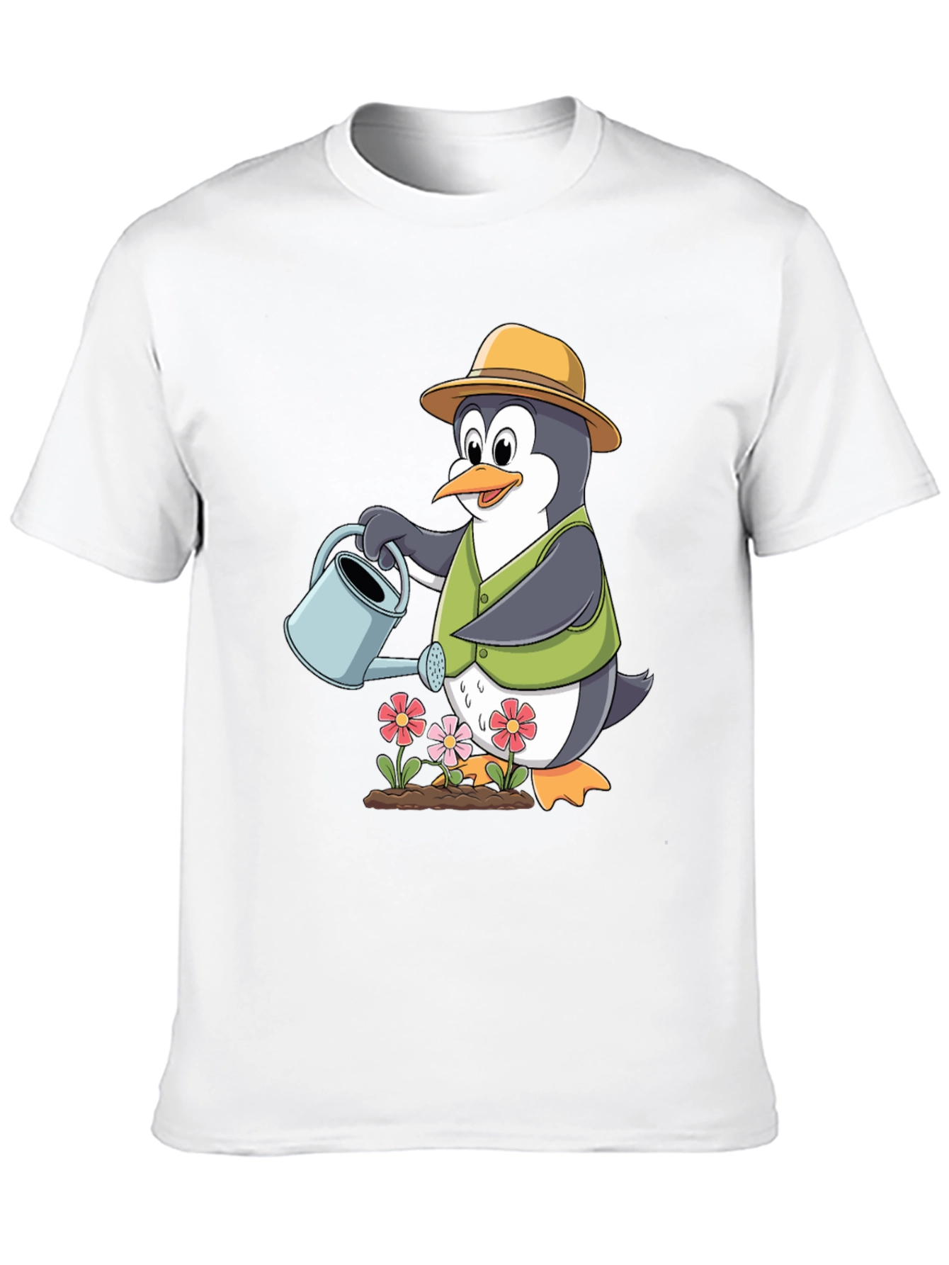 Penguin Gardener T-Shirt - Cute Cartoon Design