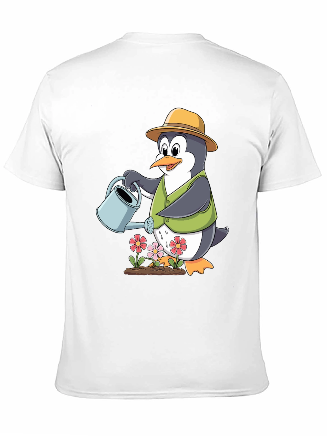 Penguin Gardener T-Shirt - Cute Cartoon Design